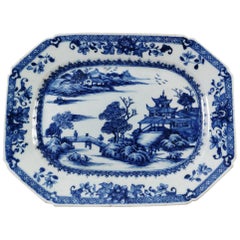 Qing Dinasty Chinese Porcelain Tray with Hand Painted in Cobalt Blue