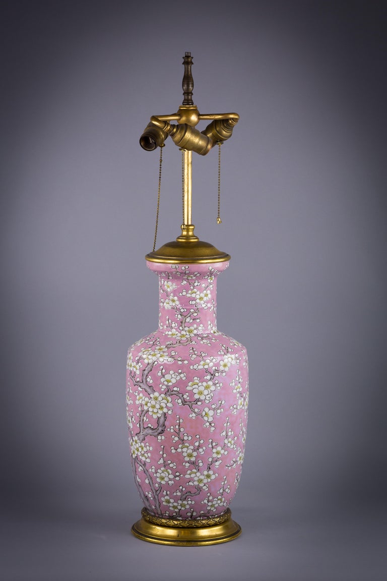 Chinese Porcelain Vase Mounted as Lamp, circa 1875 In Excellent Condition For Sale In New York, NY