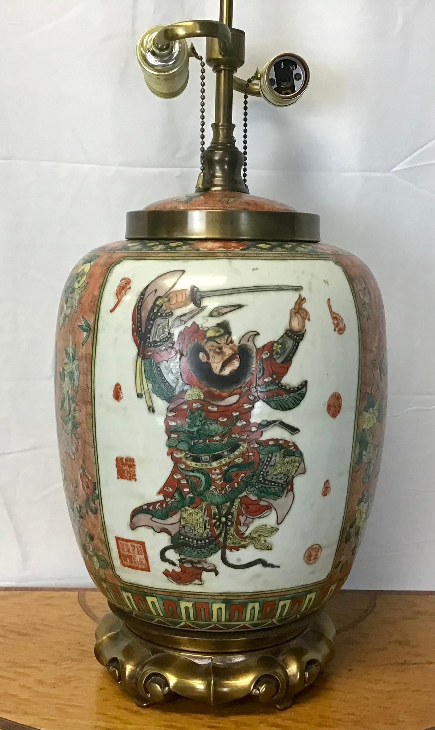 Chinese Porcelain Vase Mounted as Lamp In Good Condition For Sale In Bradenton, FL