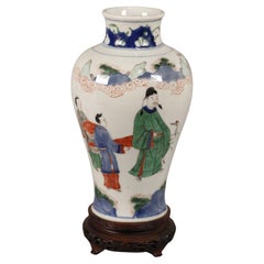 Jarrón wucai de porcelana china, periodo Kangxi