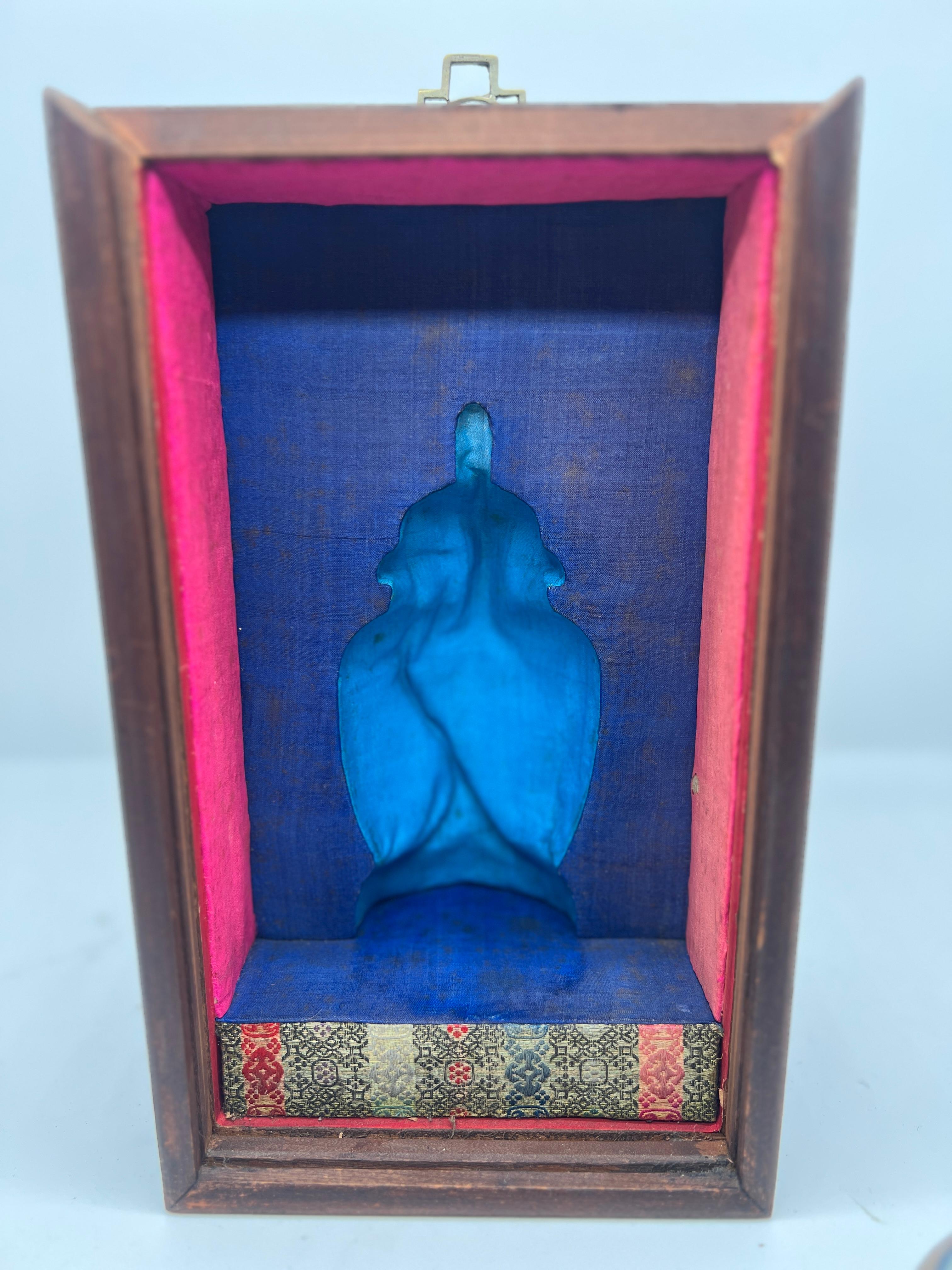 Chinese Porcelain Wucai Vase W/ Rosewood & Jade 19th C., Or Earlier In Display For Sale 2
