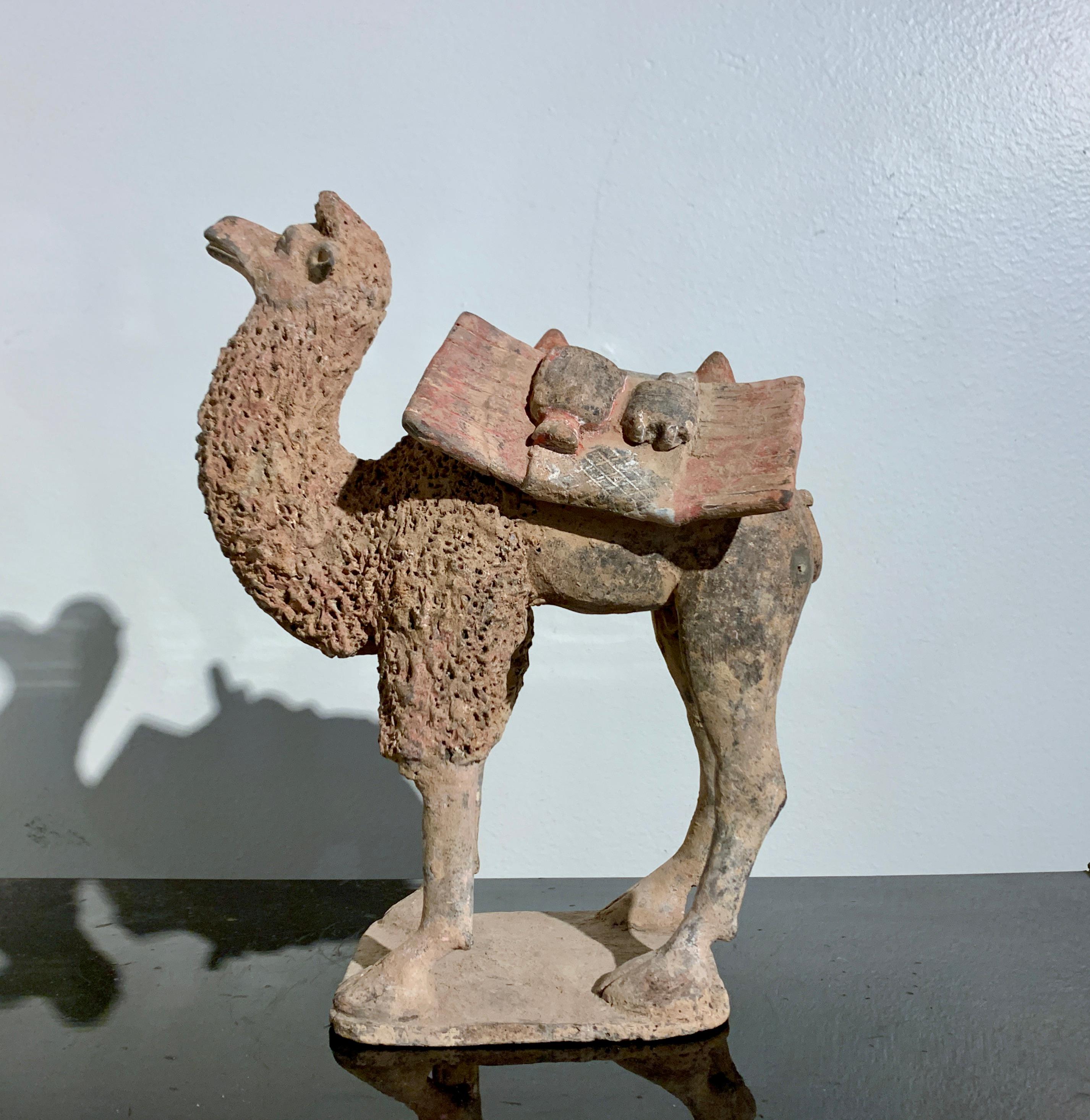 Hand-Crafted Chinese Pottery Camel, Northern Wei Dynasty (386 - 535 AD), China, TL Tested For Sale
