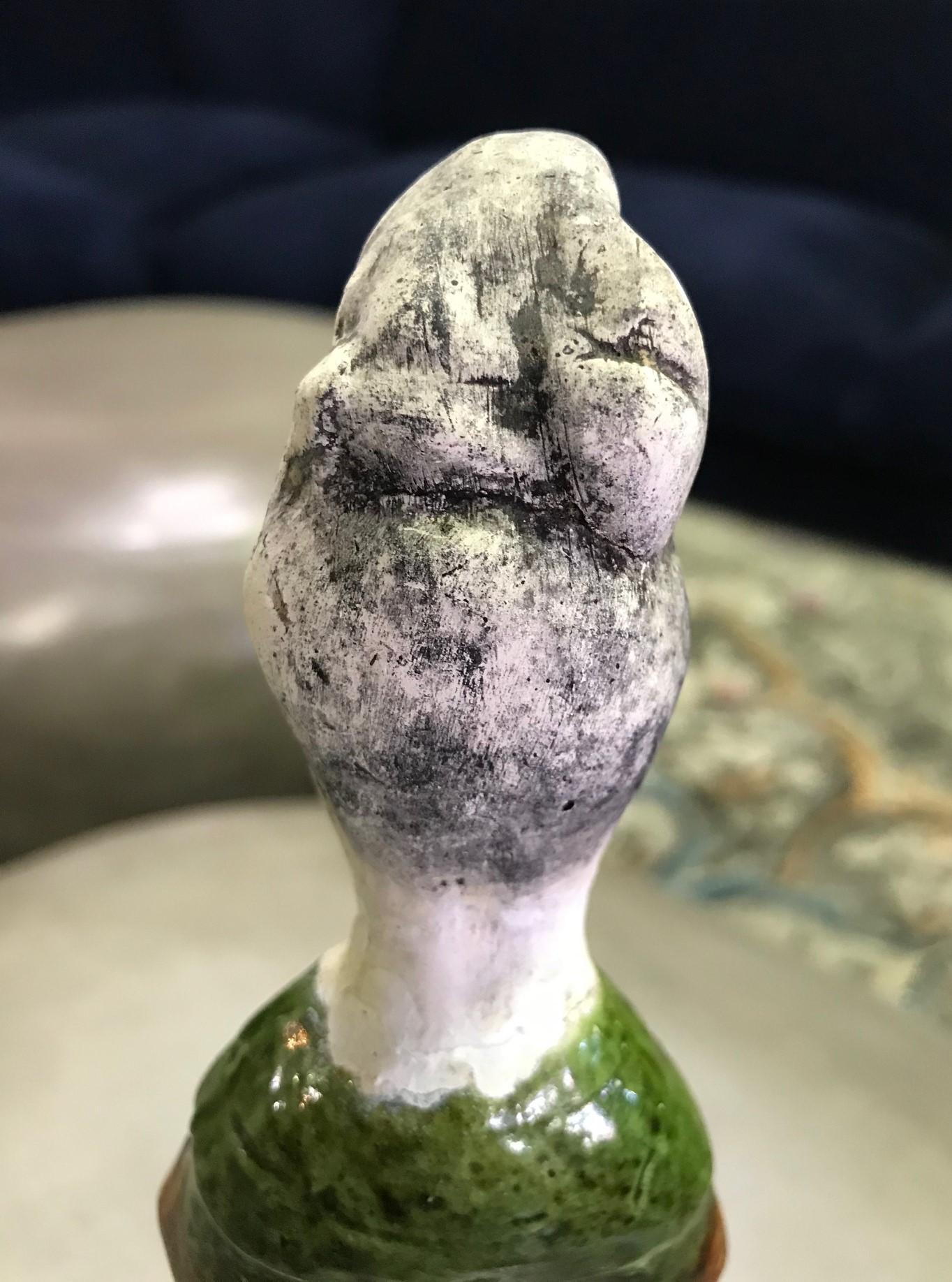 Chinese Pottery Ceramic Glazed Mud Figure of Court Lady Tang Dynasty with Stand For Sale 6