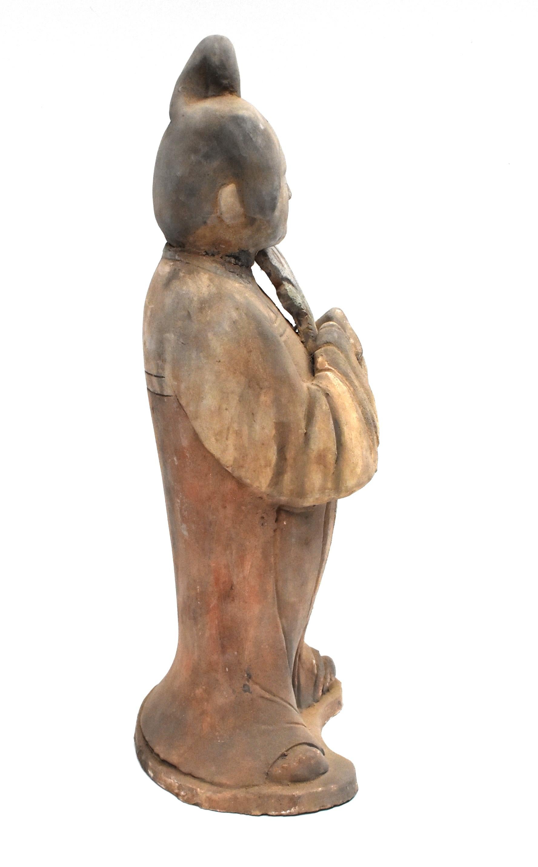 Chinese Terracotta Court Lady with Peacock Feather, Tang Style 7