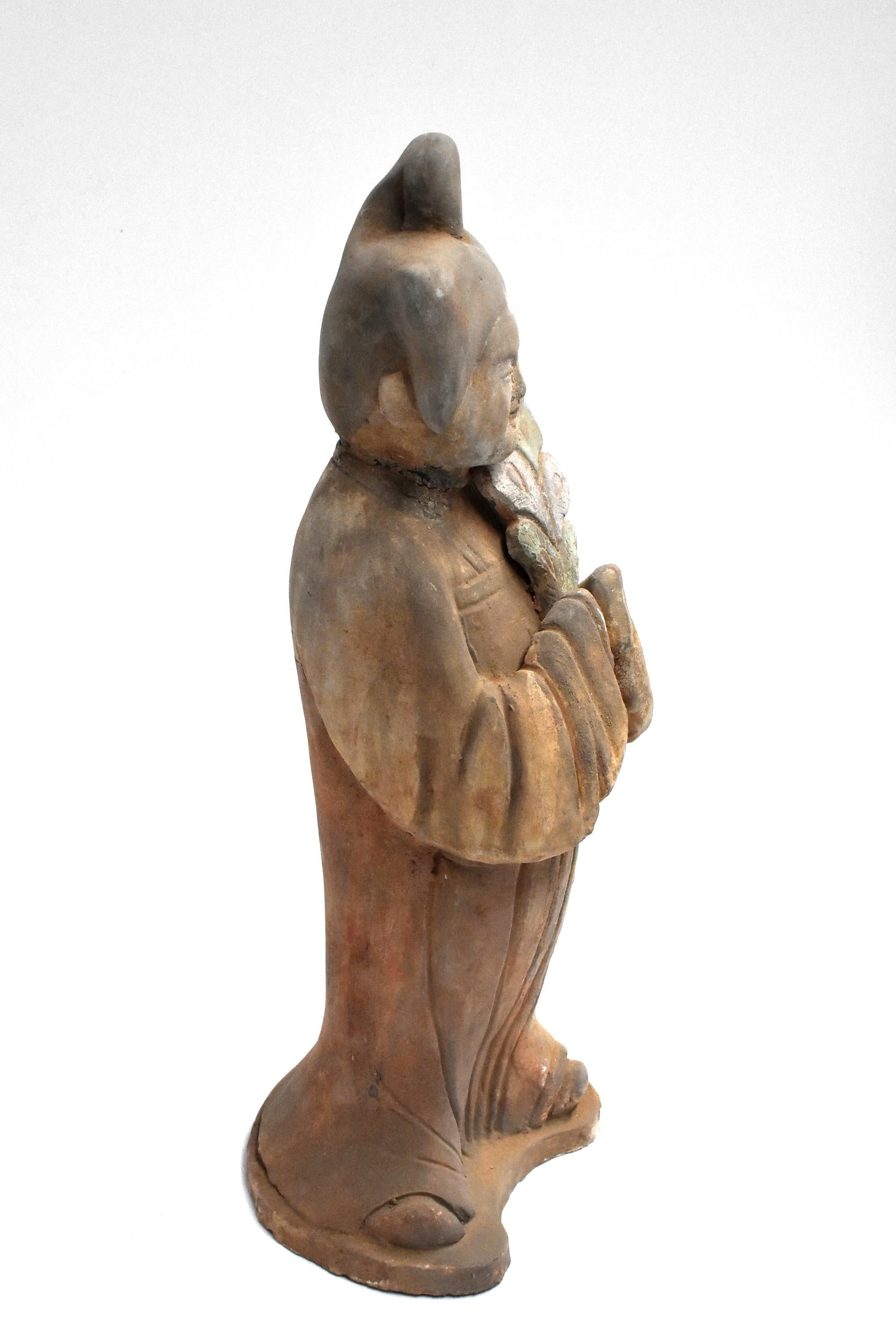 Chinese Terracotta Court Lady with Peacock Feather, Tang Style 10