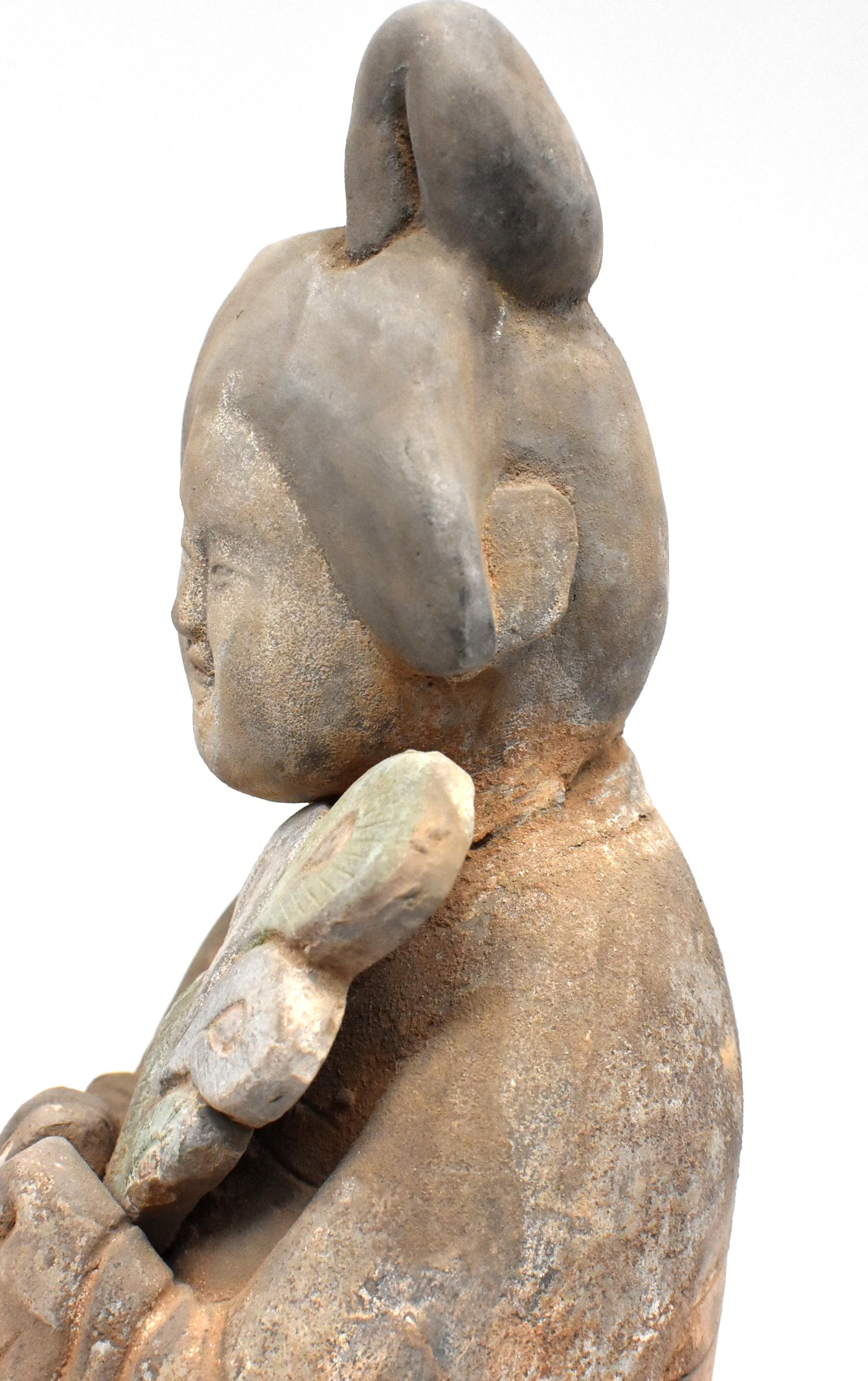 Chinese Terracotta Court Lady with Peacock Feather, Tang Style 14