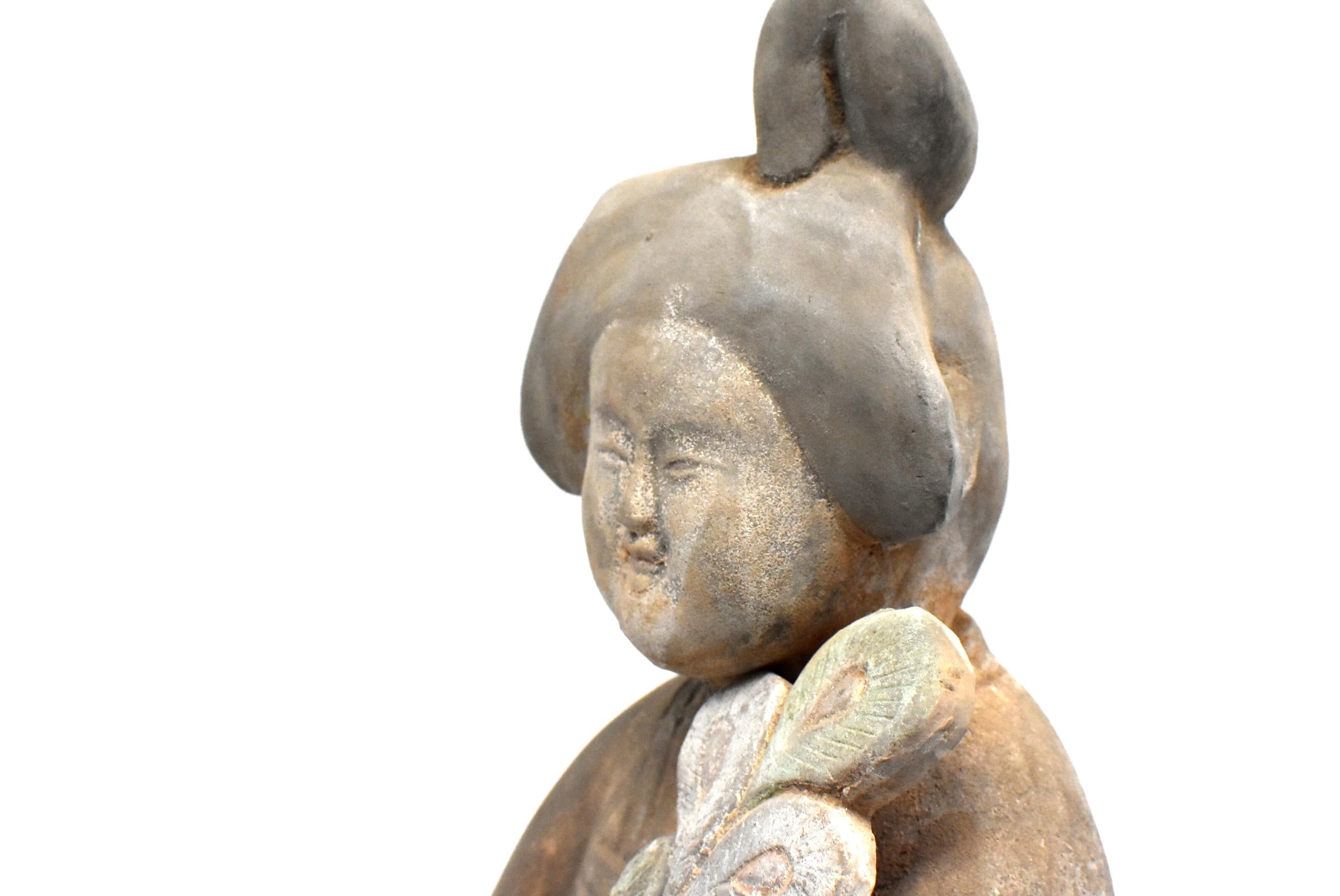 Chinese Terracotta Court Lady with Peacock Feather, Tang Style 3