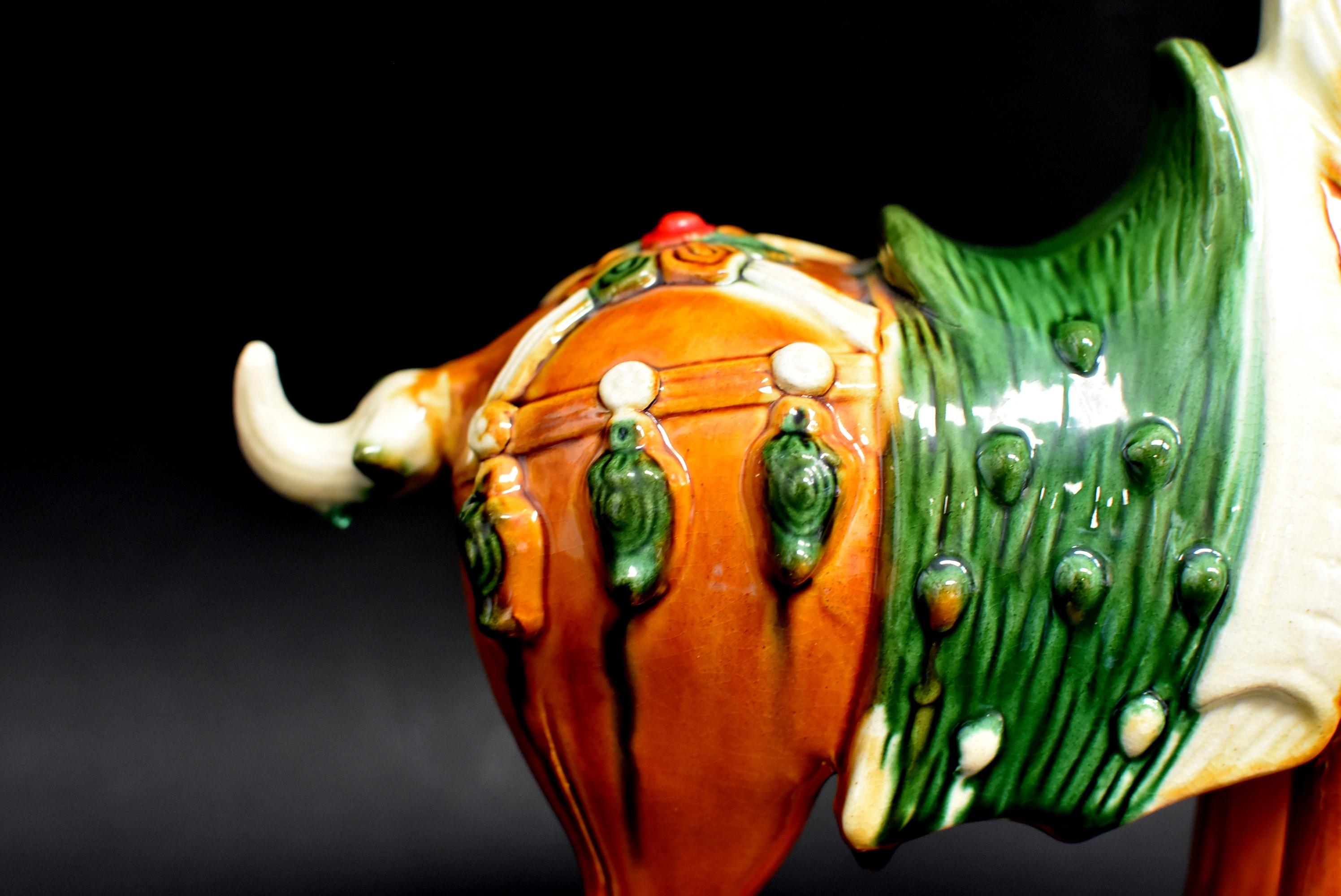 Chinese Pottery Horse Sancai Glazed with Green Saddle 12