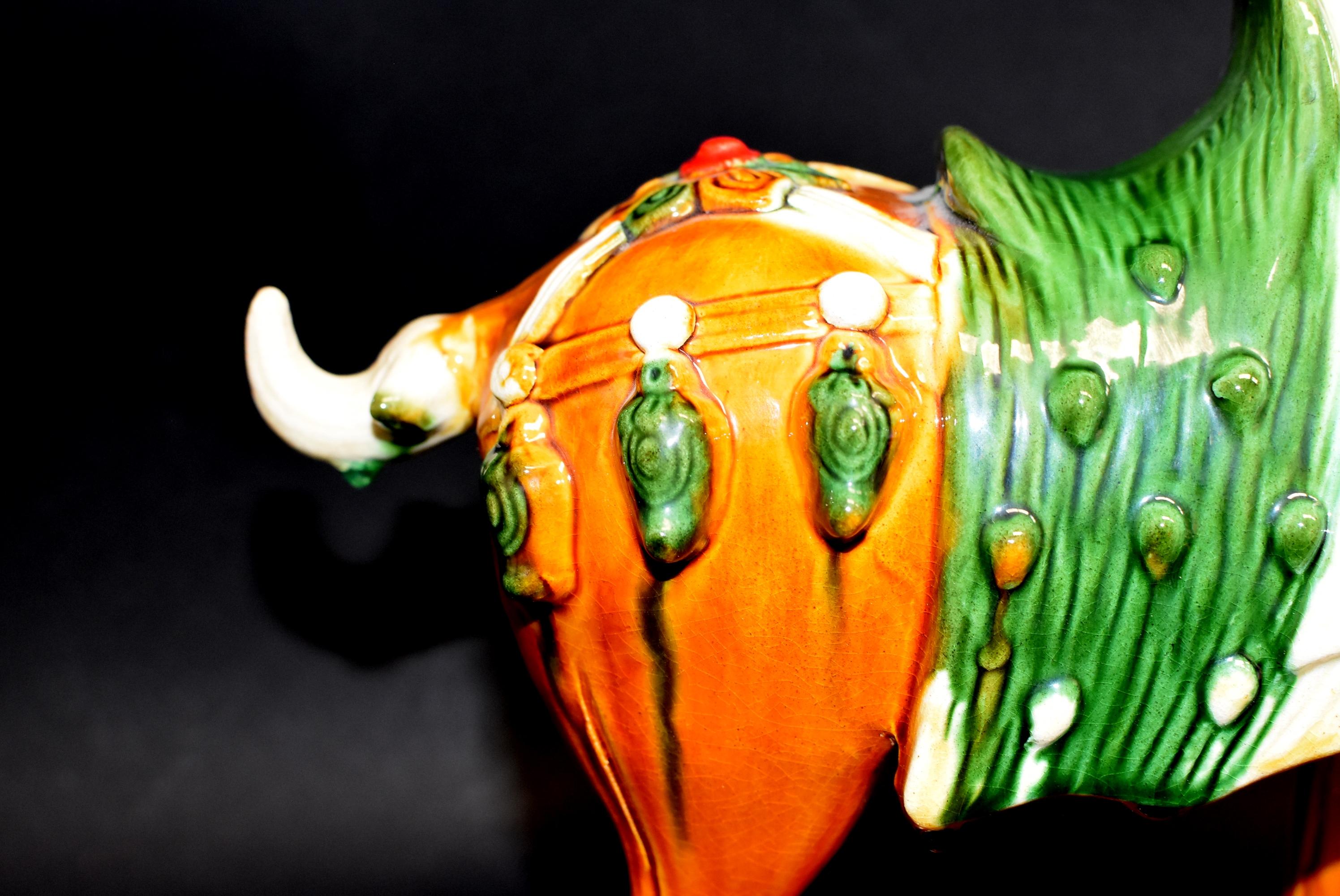 Chinese Pottery Horse Sancai Glazed with Green Saddle 2