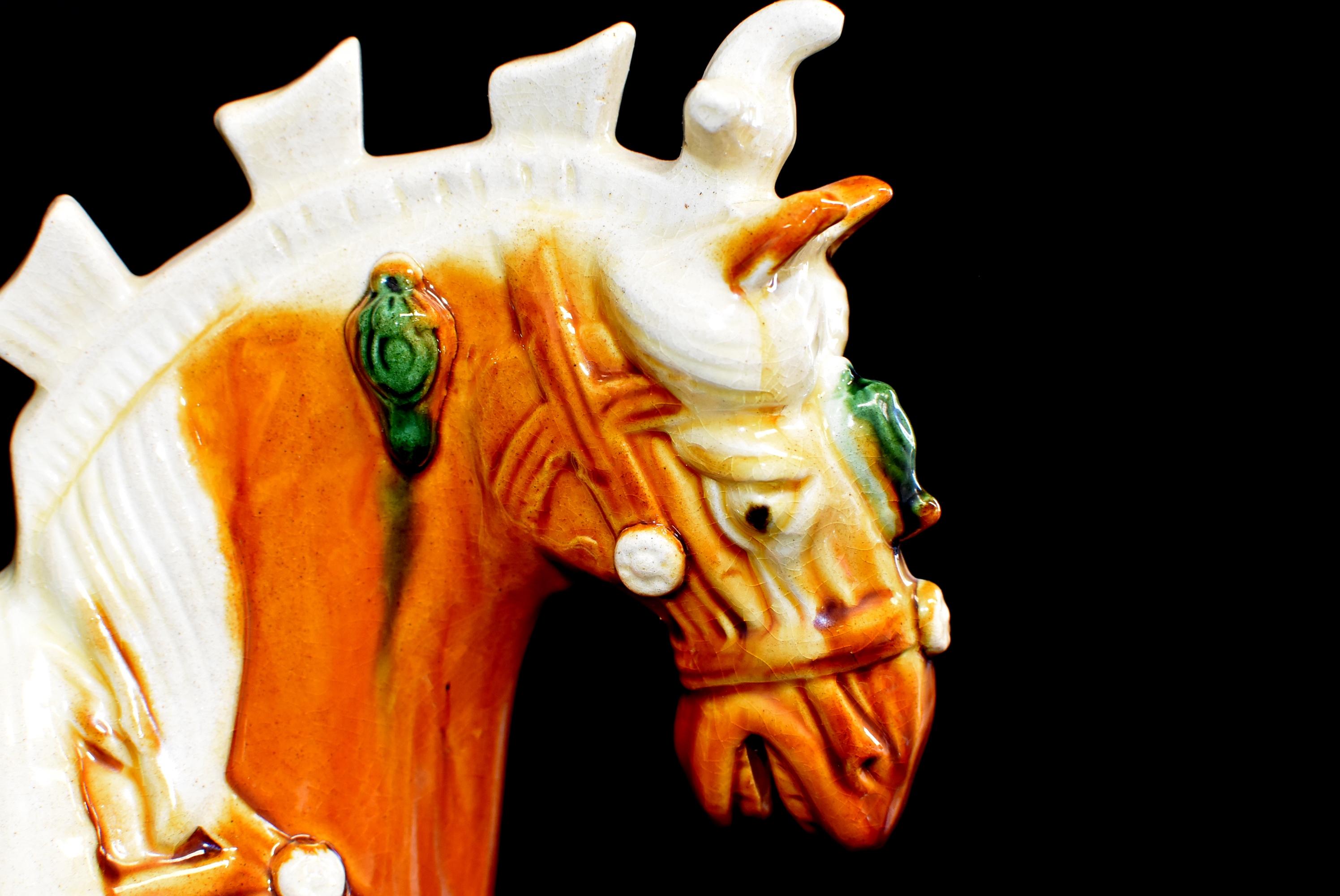 Chinese Pottery Horse Sancai Glazed with Green Saddle 4