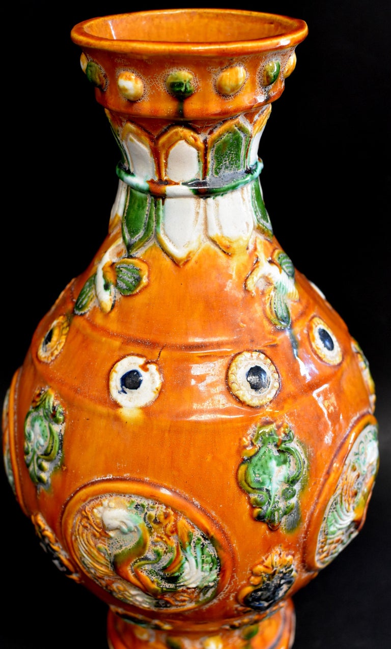 Chinese Pottery Vase Sancai Glazed with Bees at 1stDibs