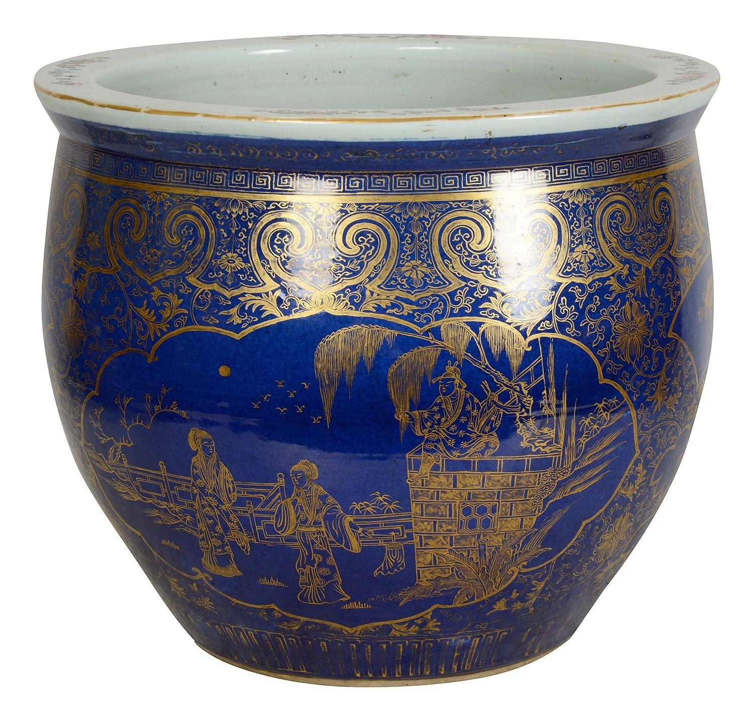 Chinesische puderblaue Jardiniere, 19. im Zustand „Gut“ im Angebot in Brighton, Sussex