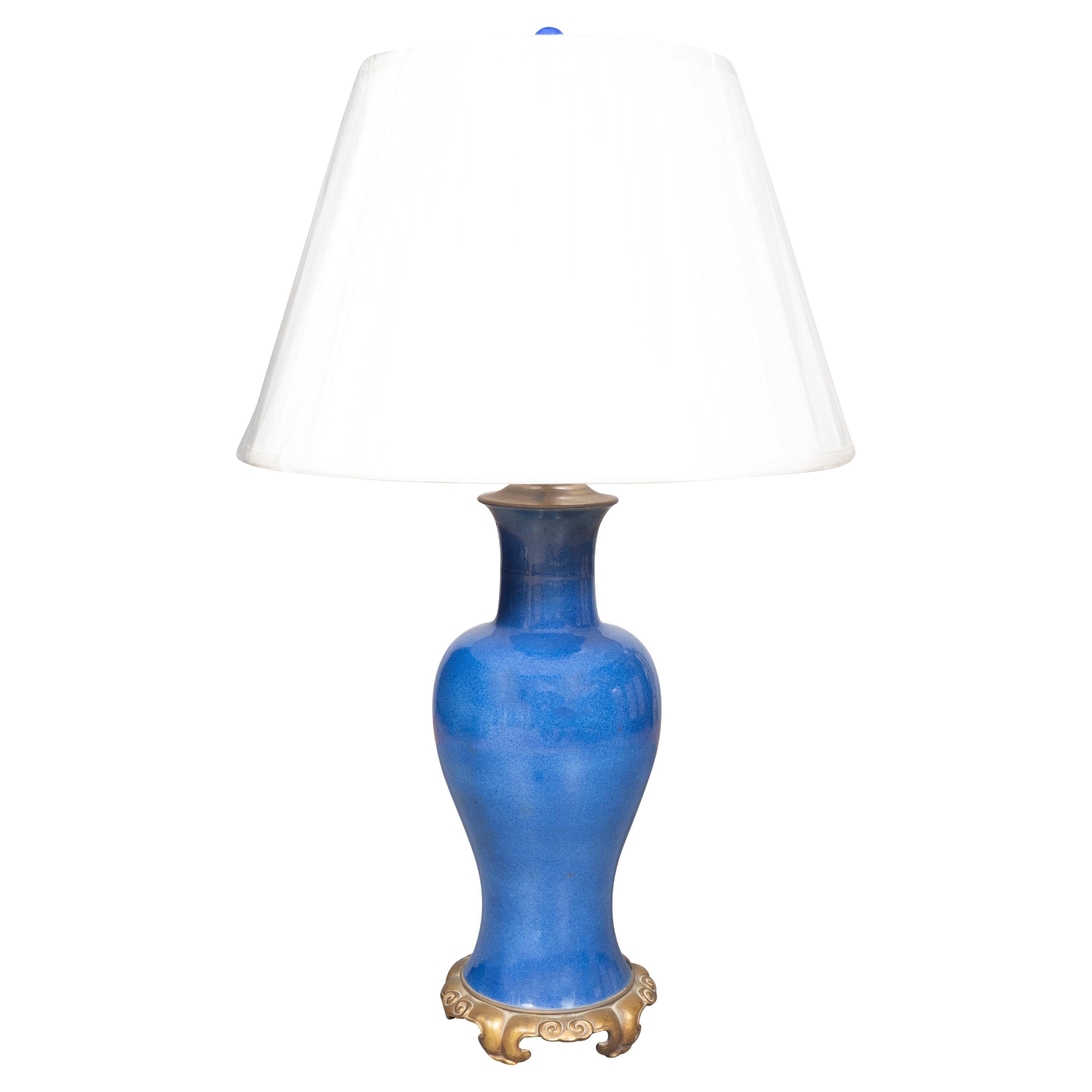 Chinese Powder Blue Porcelain Table Lamp