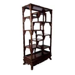 Chinese Presentation Shelf in Carved Exotic Wood, 20th Century