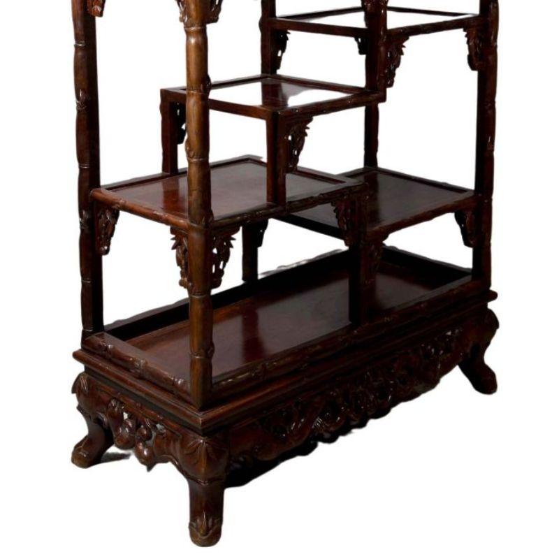 Chinese Presentation Shelf in Carved Exotic Wood, 20th Century In Good Condition In Marseille, FR
