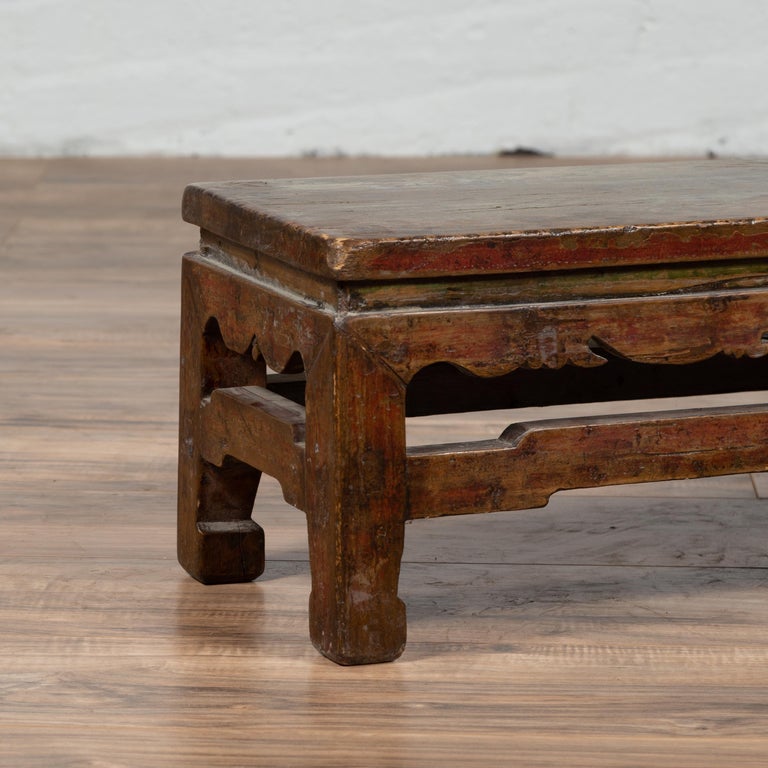 Chinese Primitive Low Prayer Table with Multicolor Underglaze Design