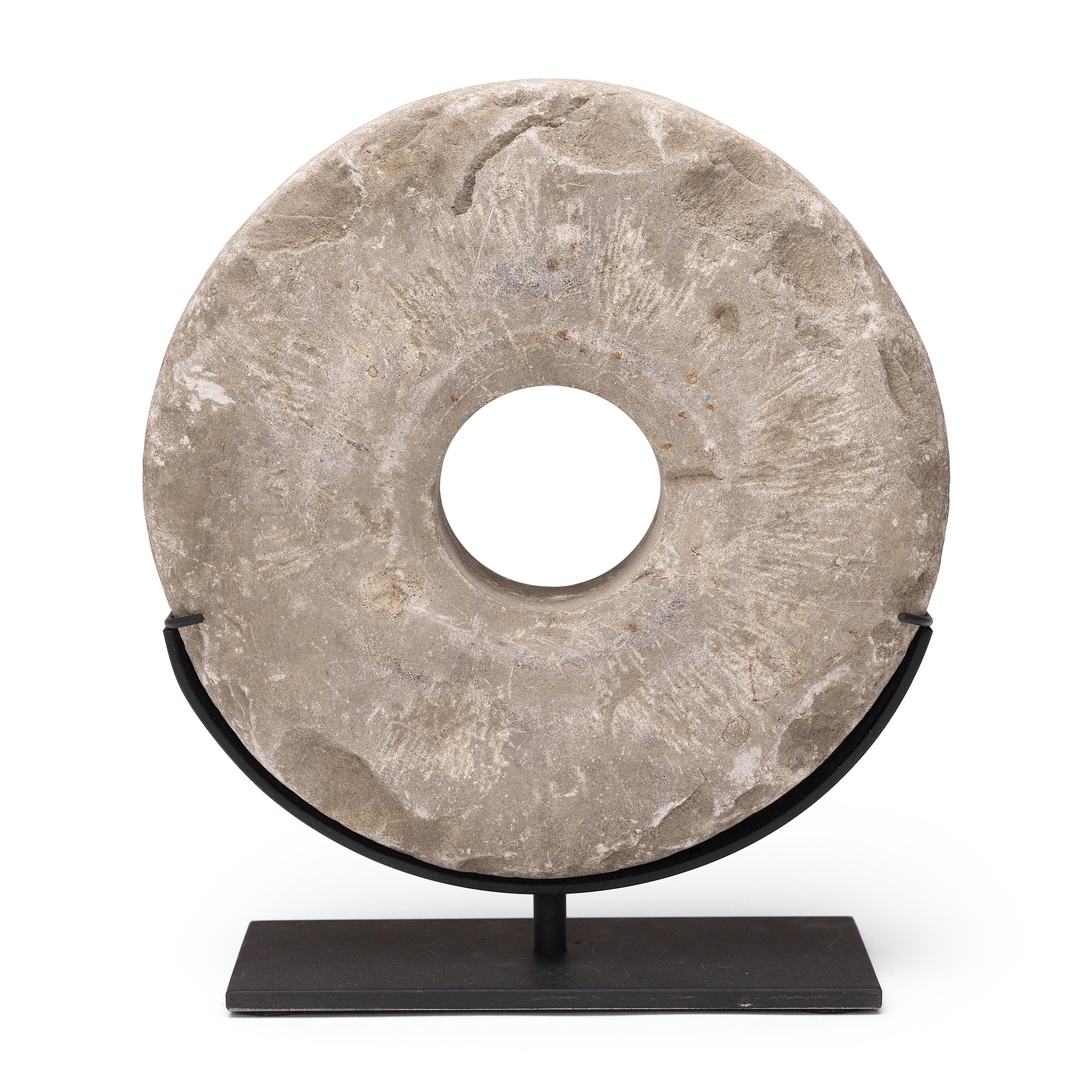 Organic Modern Chinese Prosperity Stone Disc, c. 1900