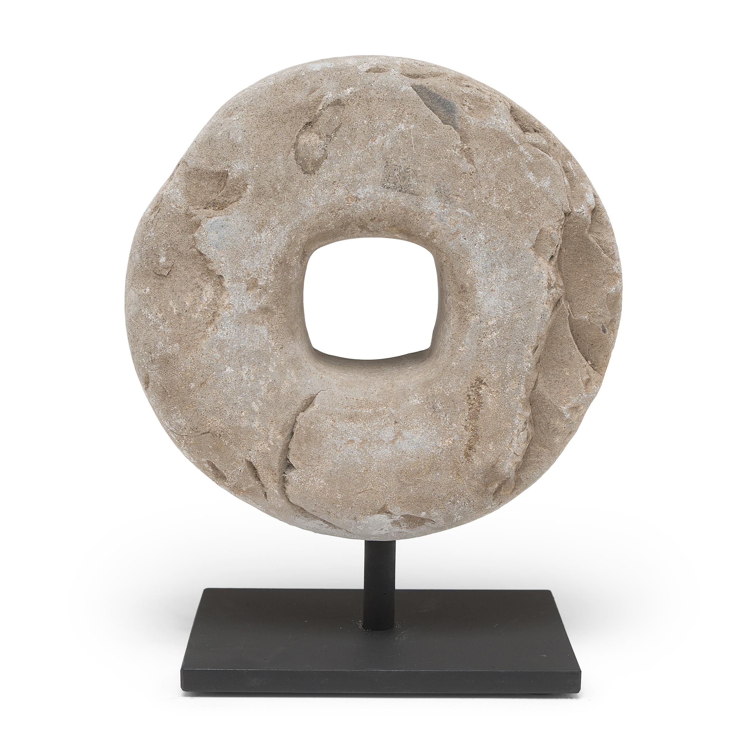 Chinese Prosperity Stone Disc, c. 1900 In Good Condition In Chicago, IL