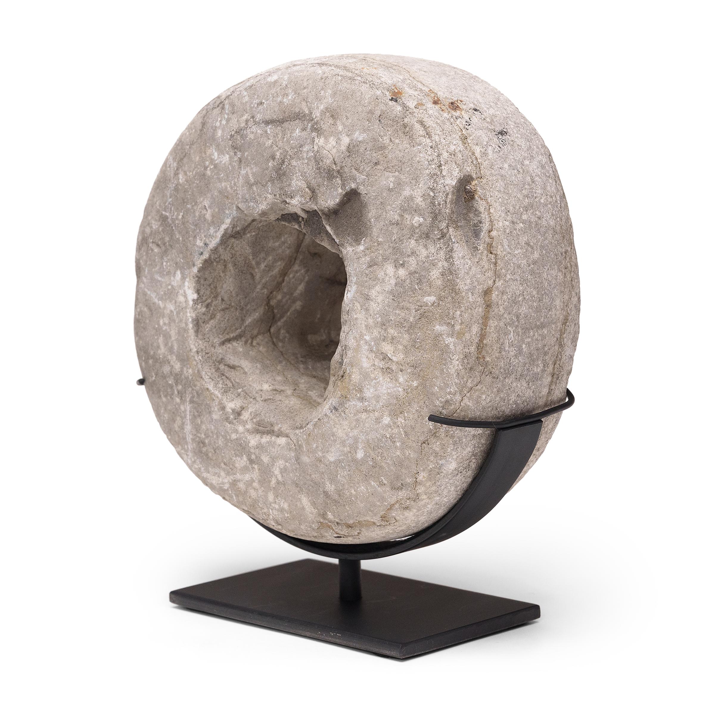 Chinese Prosperity Stone Disc, c. 1900 In Good Condition For Sale In Chicago, IL
