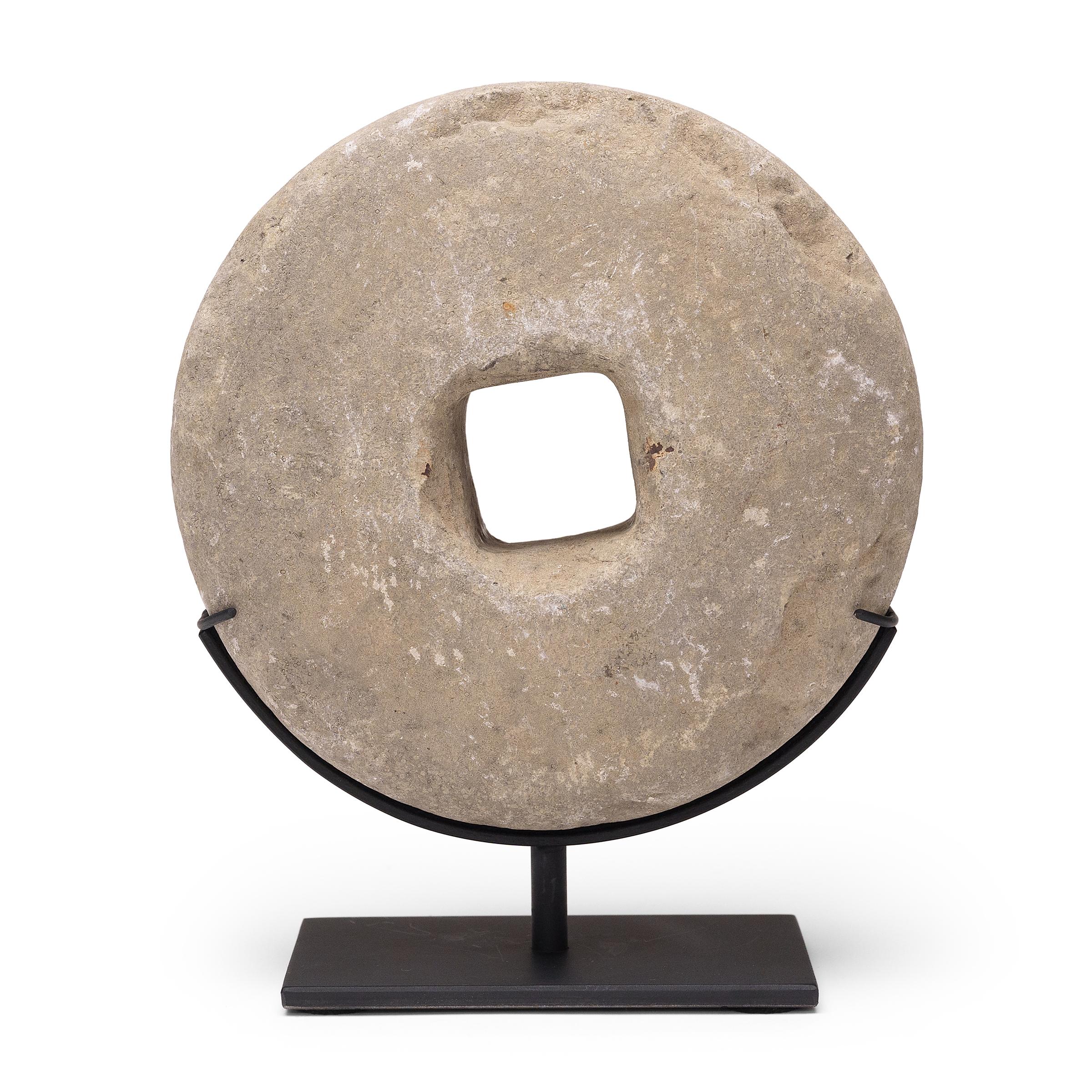 Chinese Prosperity Stone Disc, c. 1900 In Good Condition In Chicago, IL