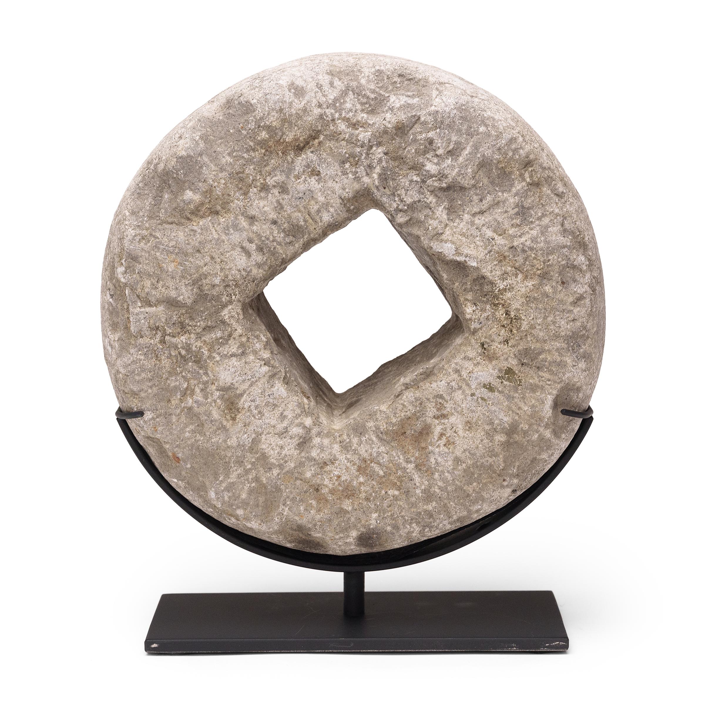 Disco chino de piedra de la prosperidad, c. 1900