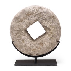 Antique Chinese Prosperity Stone Disc, c. 1900
