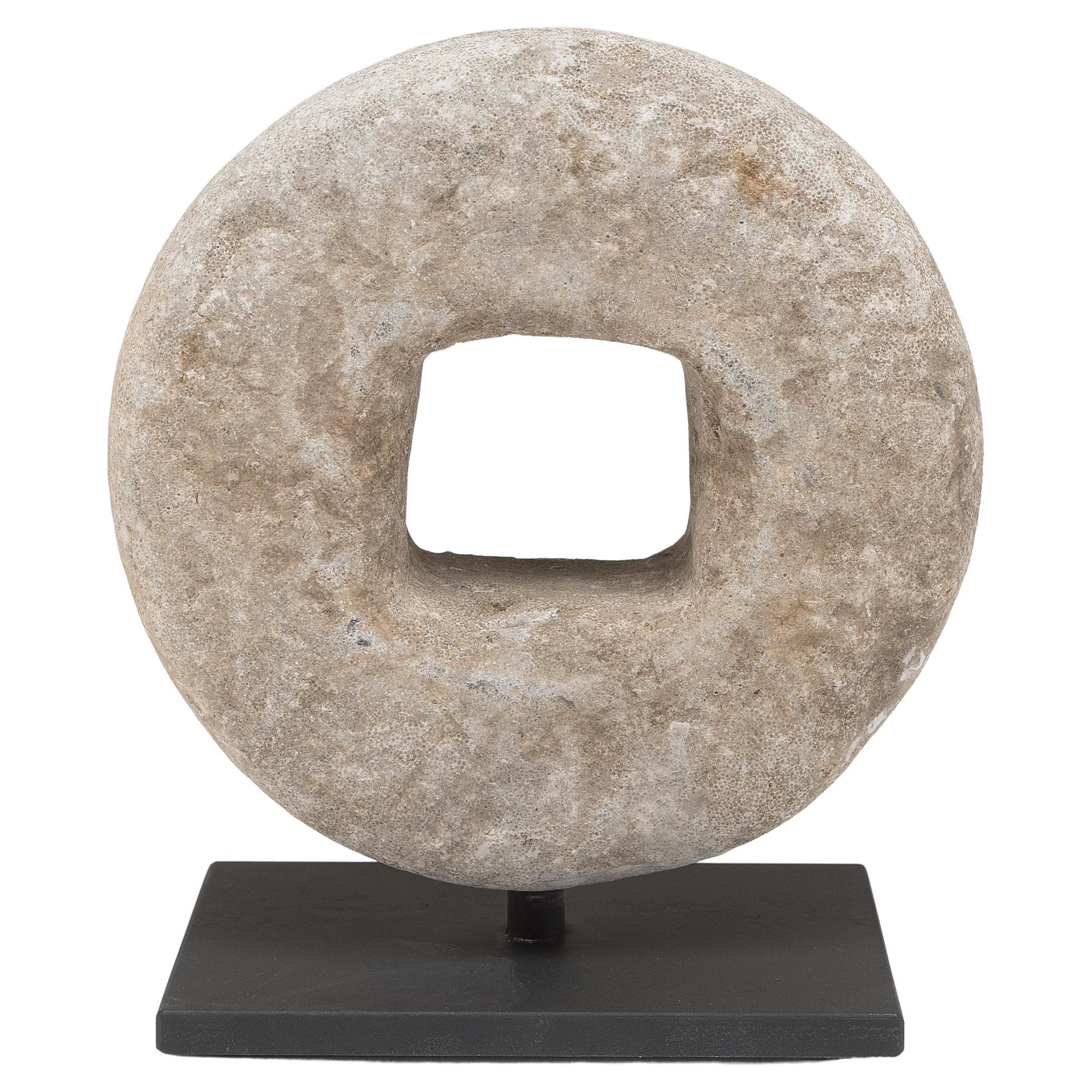 Chinese Prosperity Stone Disc, c. 1900 For Sale