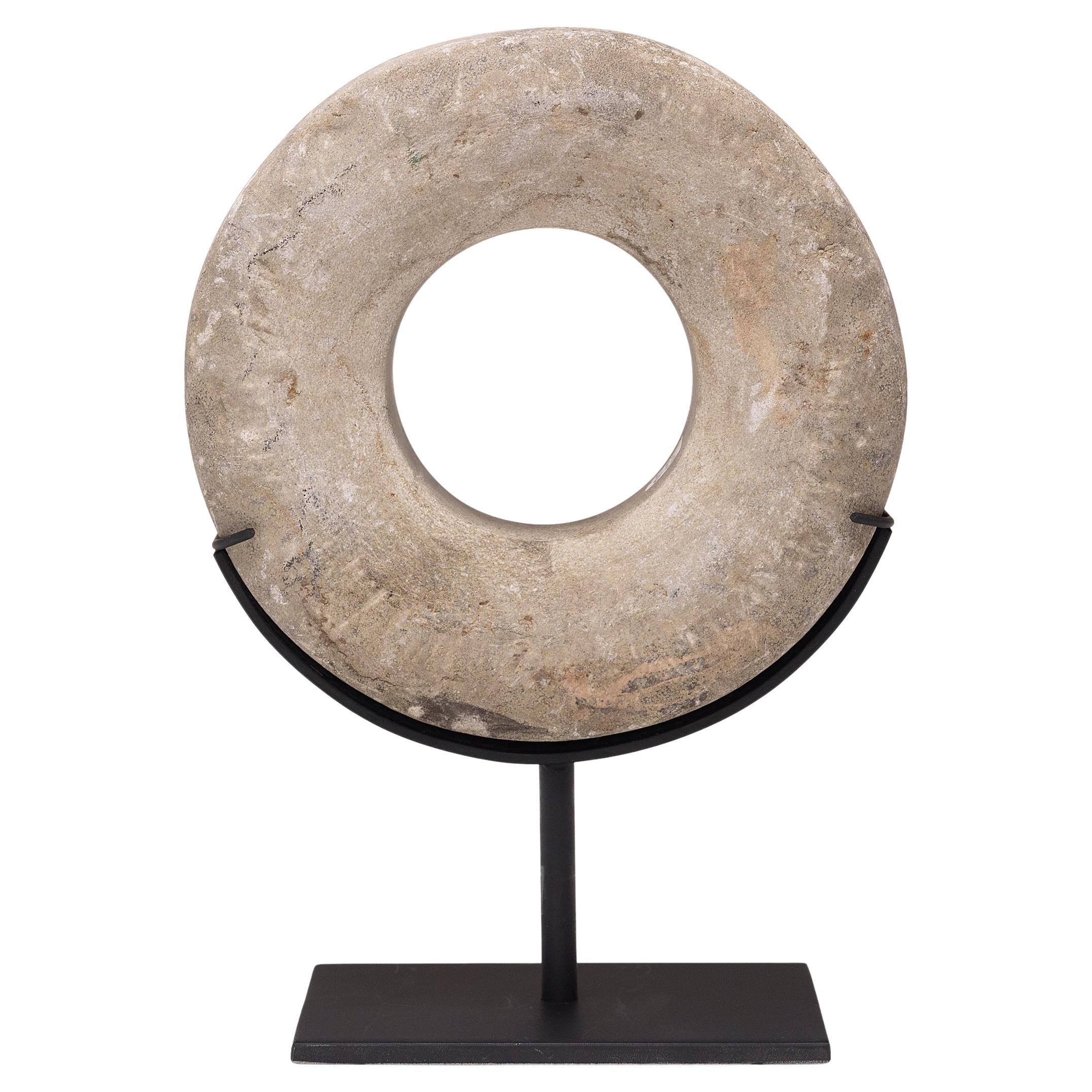 Chinese Prosperity Stone Disc, c. 1900 For Sale
