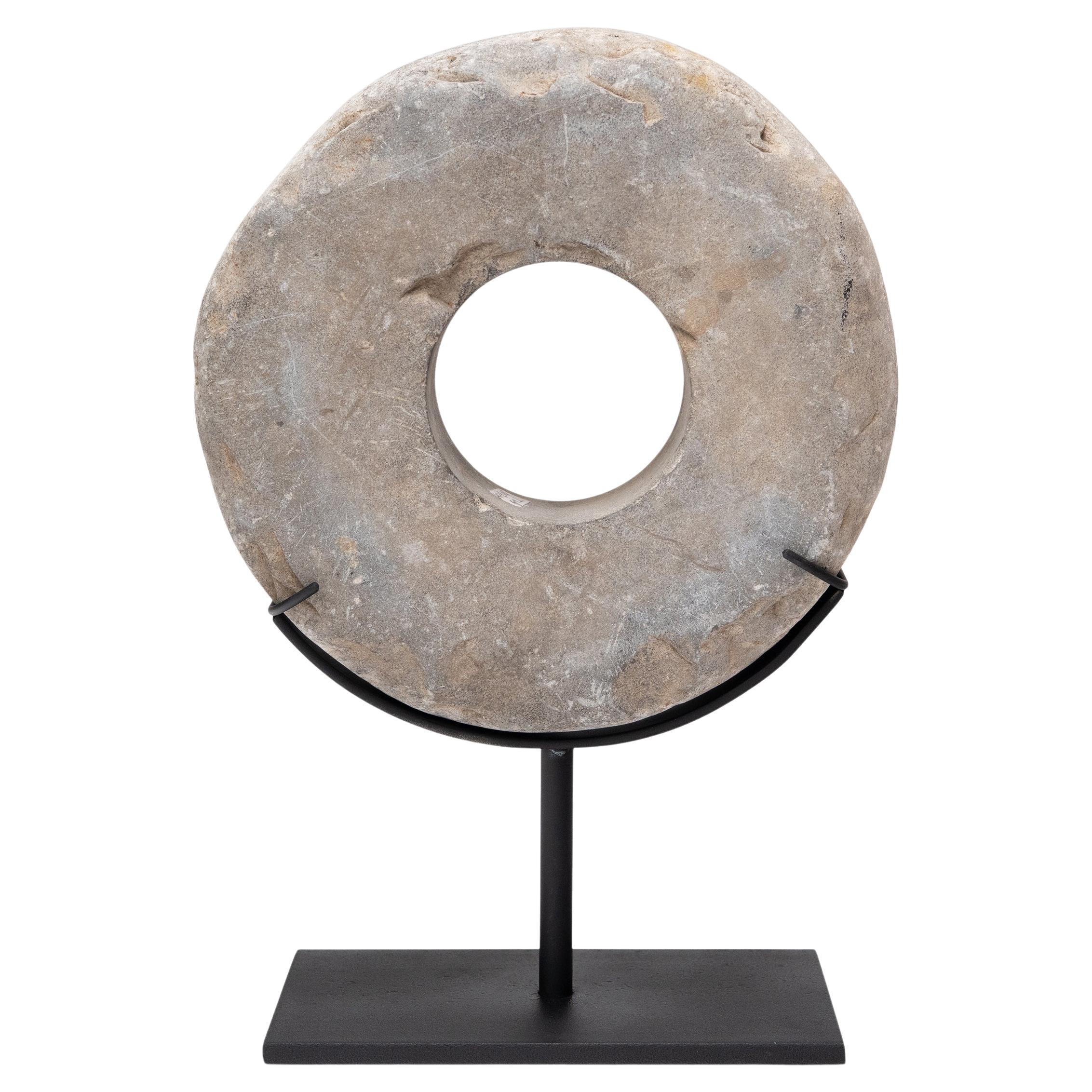 Chinese Prosperity Stone Disc, c. 1900 For Sale