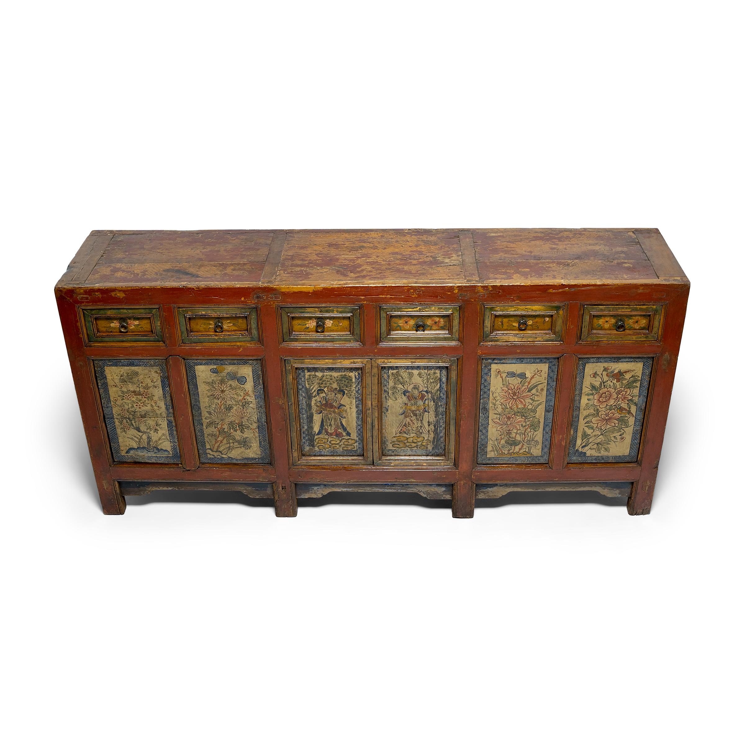 Hand-Painted Chinese Provincial Four Seasons Coffer, c. 1900