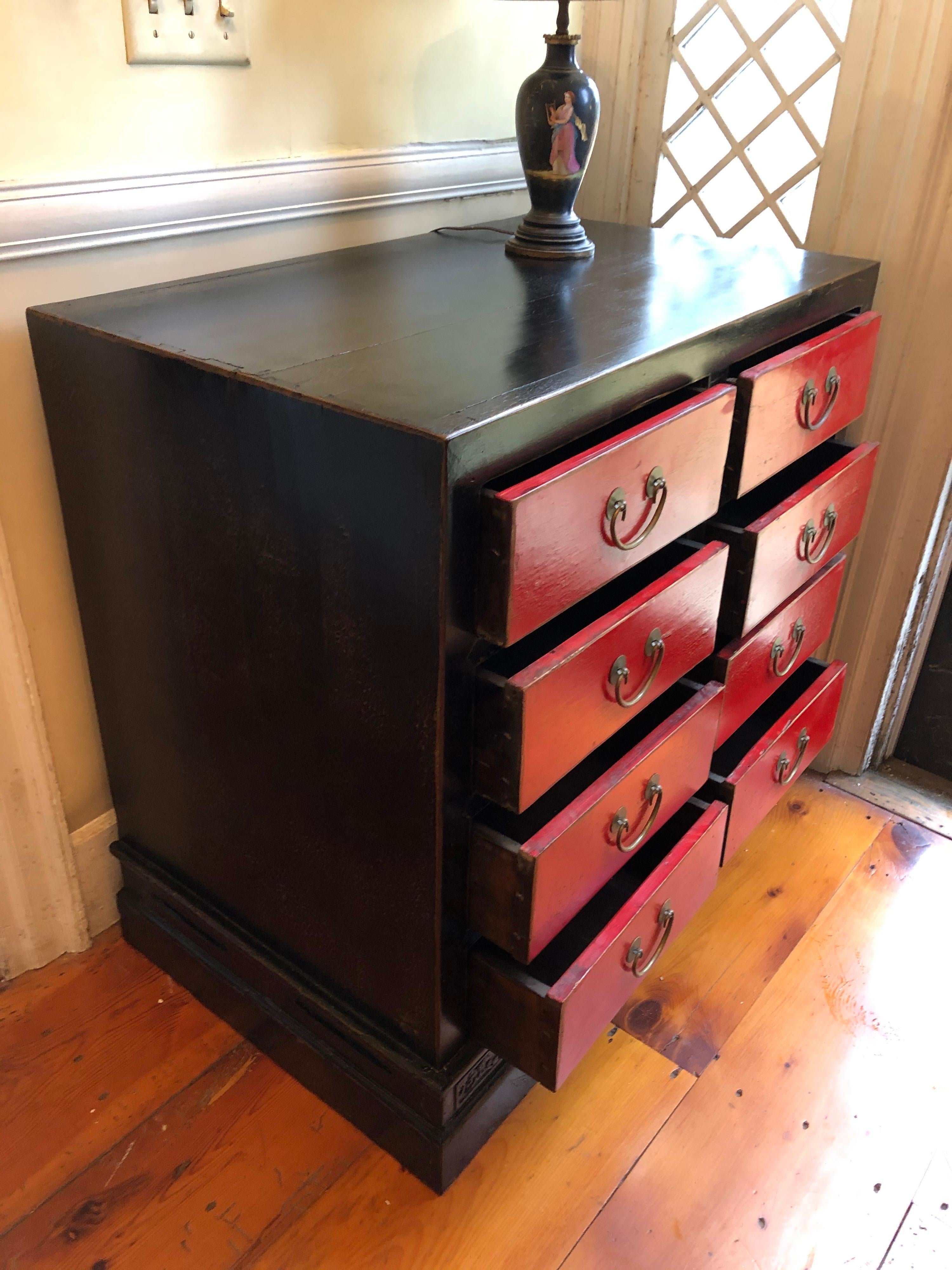 black and red dresser