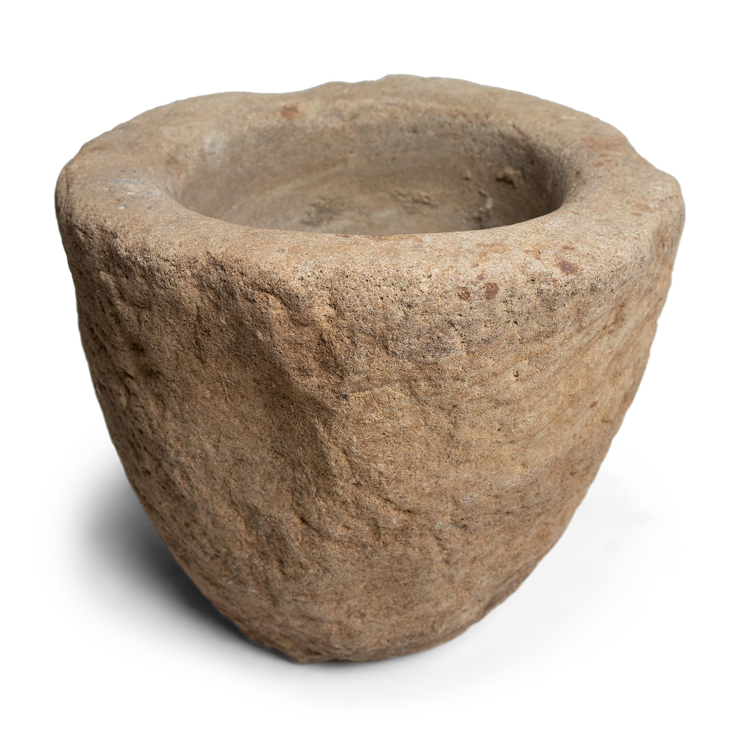 Chinese Provincial Stone Mortar, circa 1900 In Good Condition In Chicago, IL
