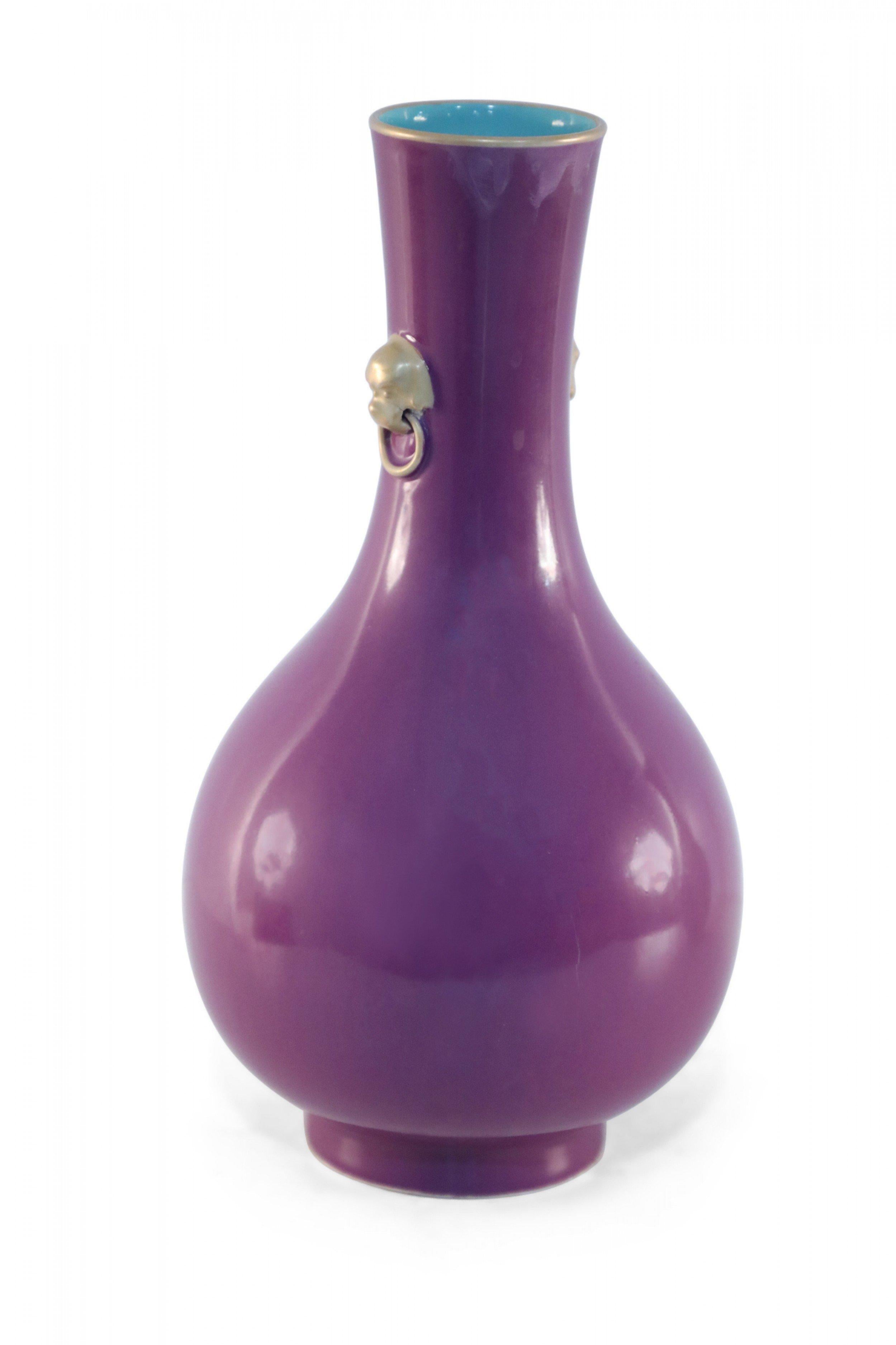 19th Century Chinese Purple Glazed Porcelain Pear Shaped Vase