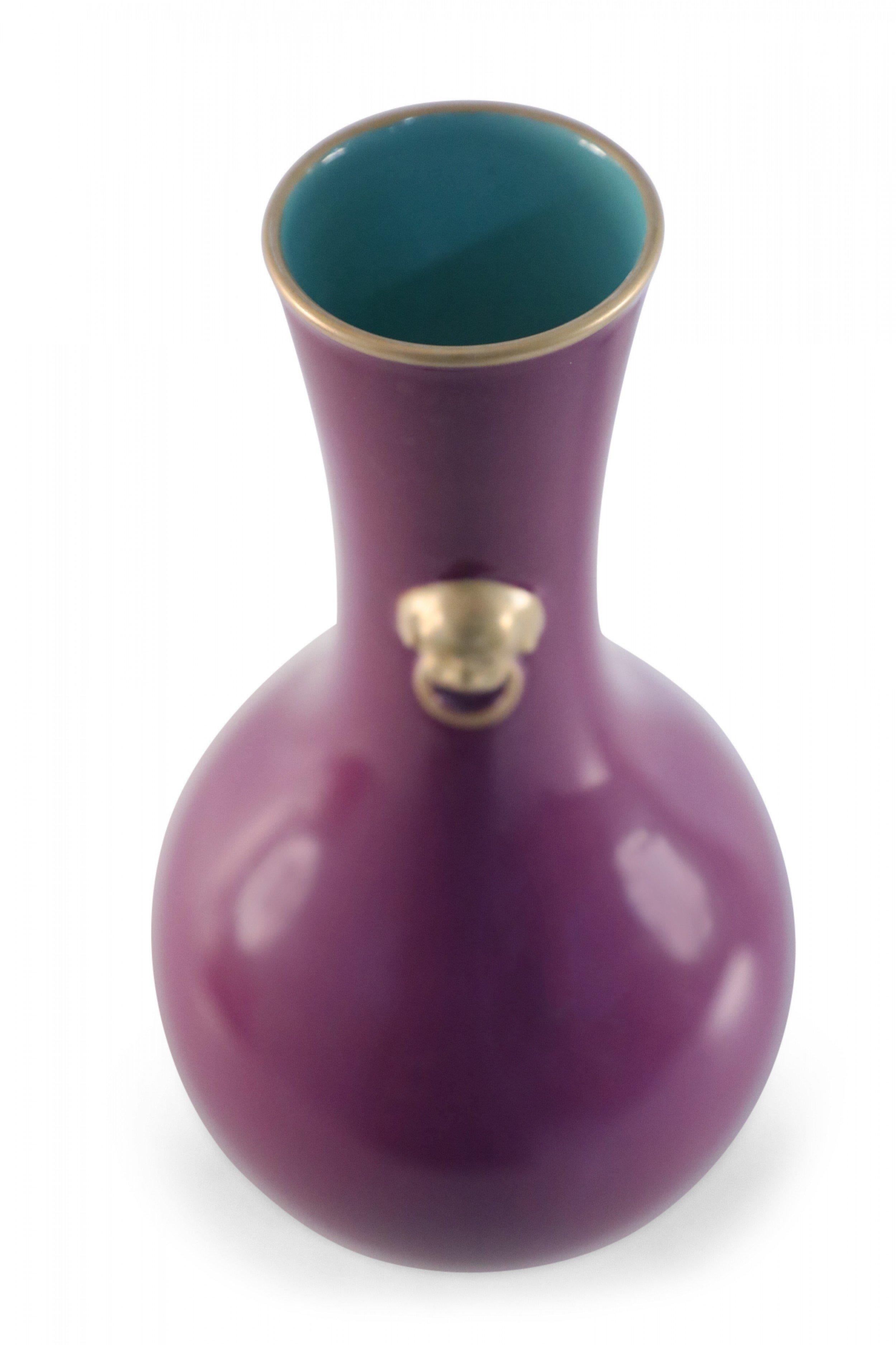 Chinese Purple Glazed Porcelain Pear Shaped Vase 3
