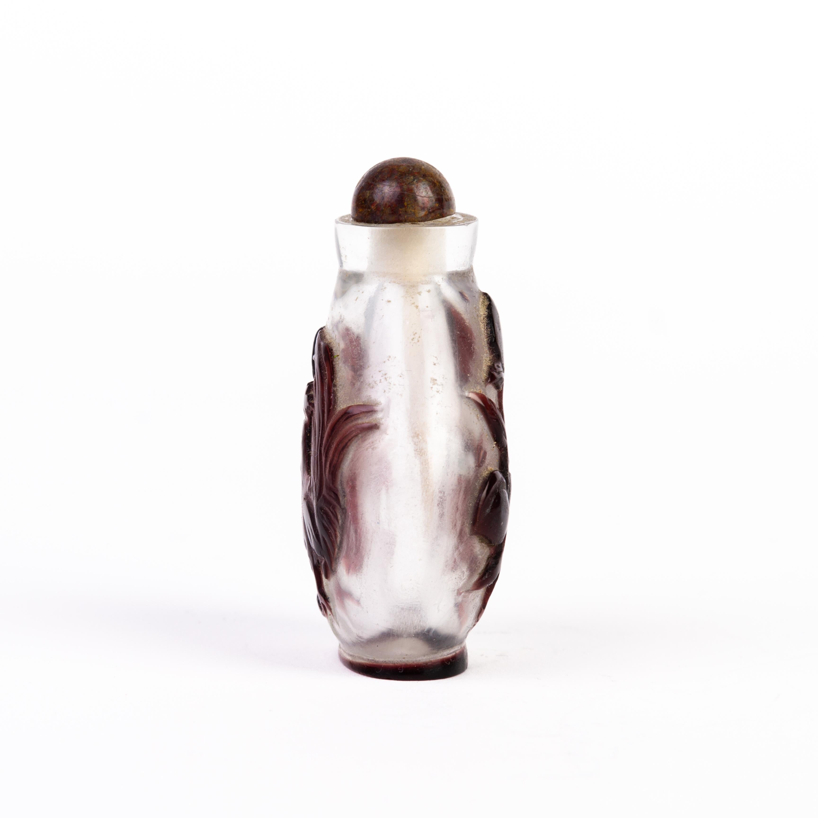 From a private collection.
Free international shipping.
Chinese Purple Overlay Peking Glass Snuff Bottle