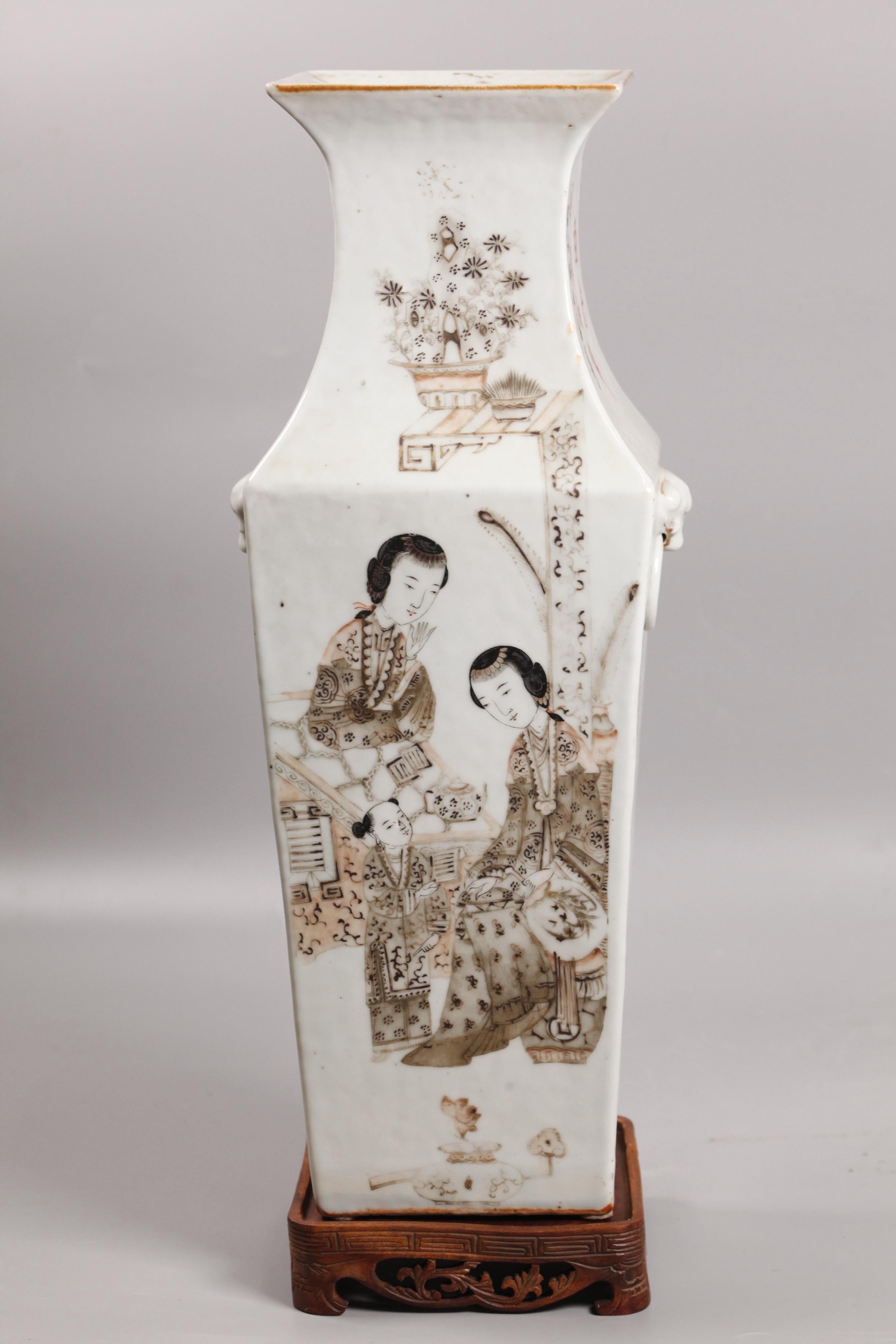 Porcelain Chinese Qianjiang decorated porcelain vase, 19th c. For Sale