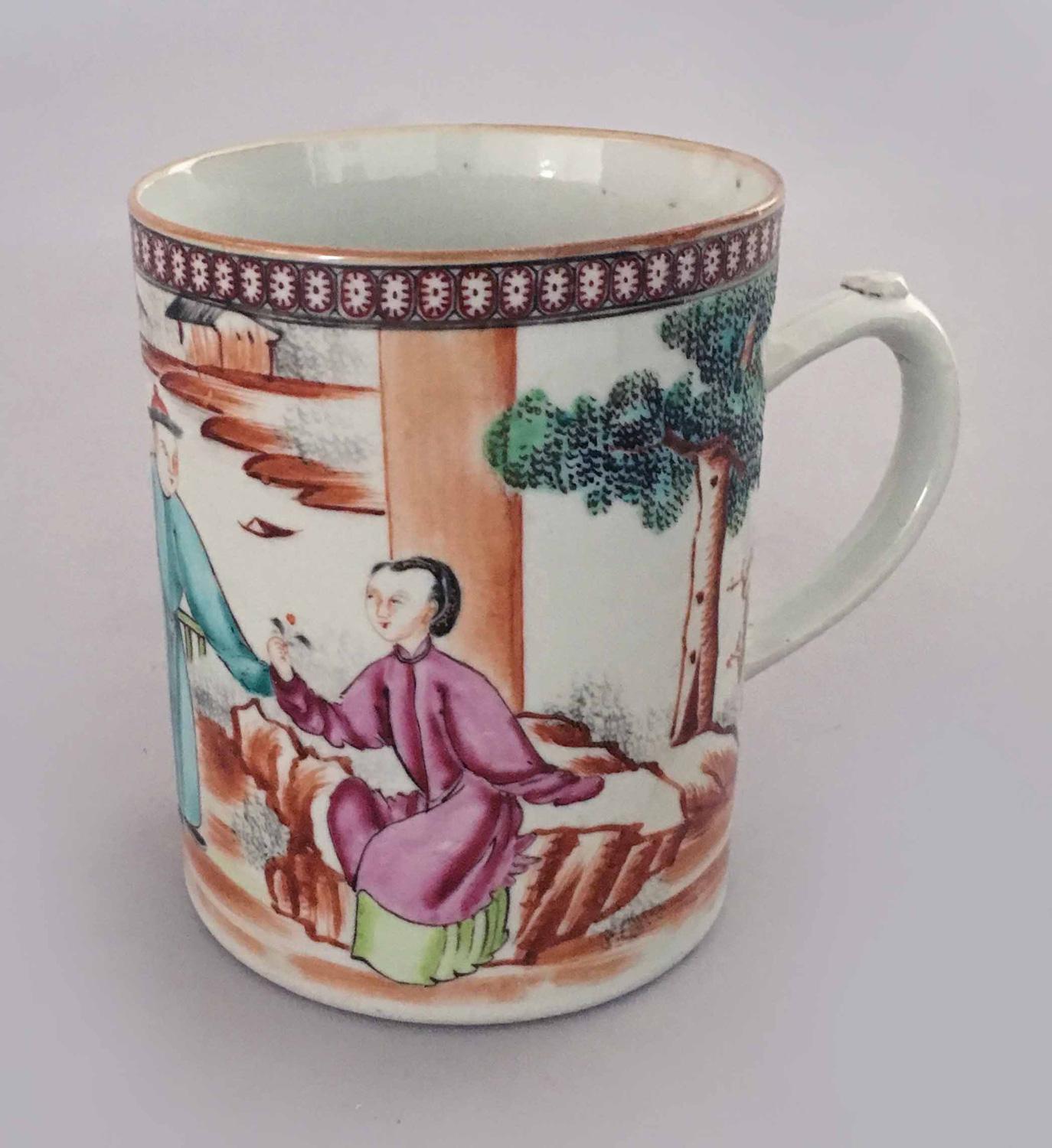 Porcelain Chinese Qianlong 18th Century Famille Rose Mug