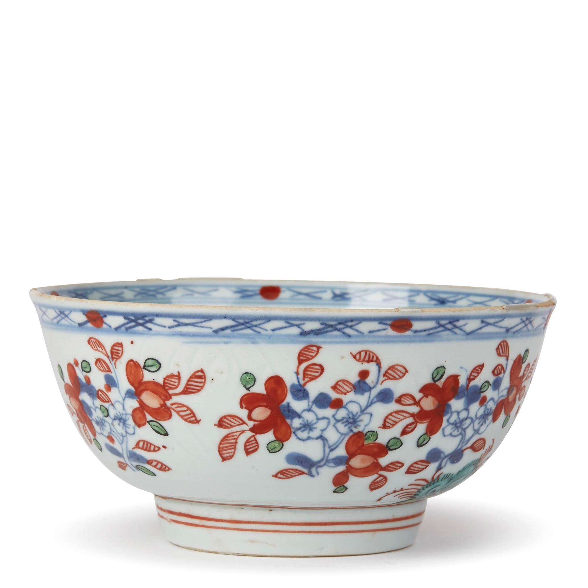 Hand-Painted Chinese Qianlong Overdecorated Porcelain Bowl, 18th Century