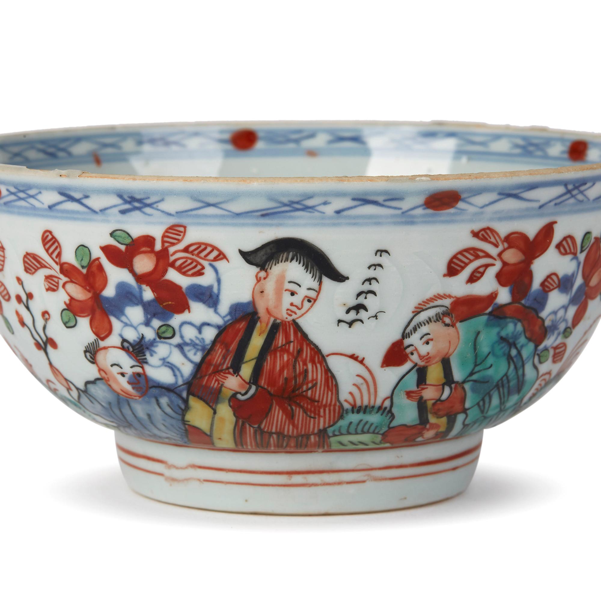 18th Century and Earlier Chinese Qianlong Overdecorated Porcelain Bowl, 18th Century