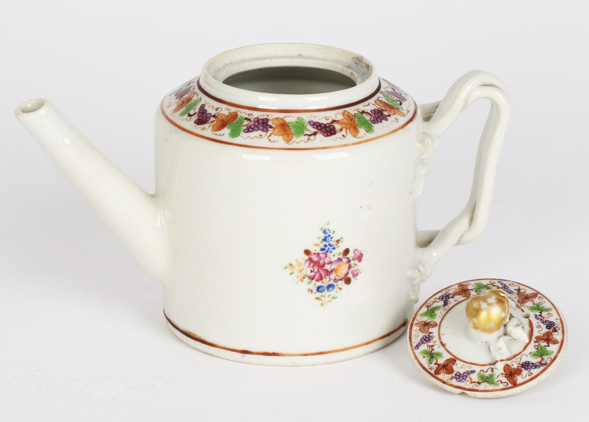 Chinese Qianlong Porcelain Floral Painted Export Teapot For Sale 10