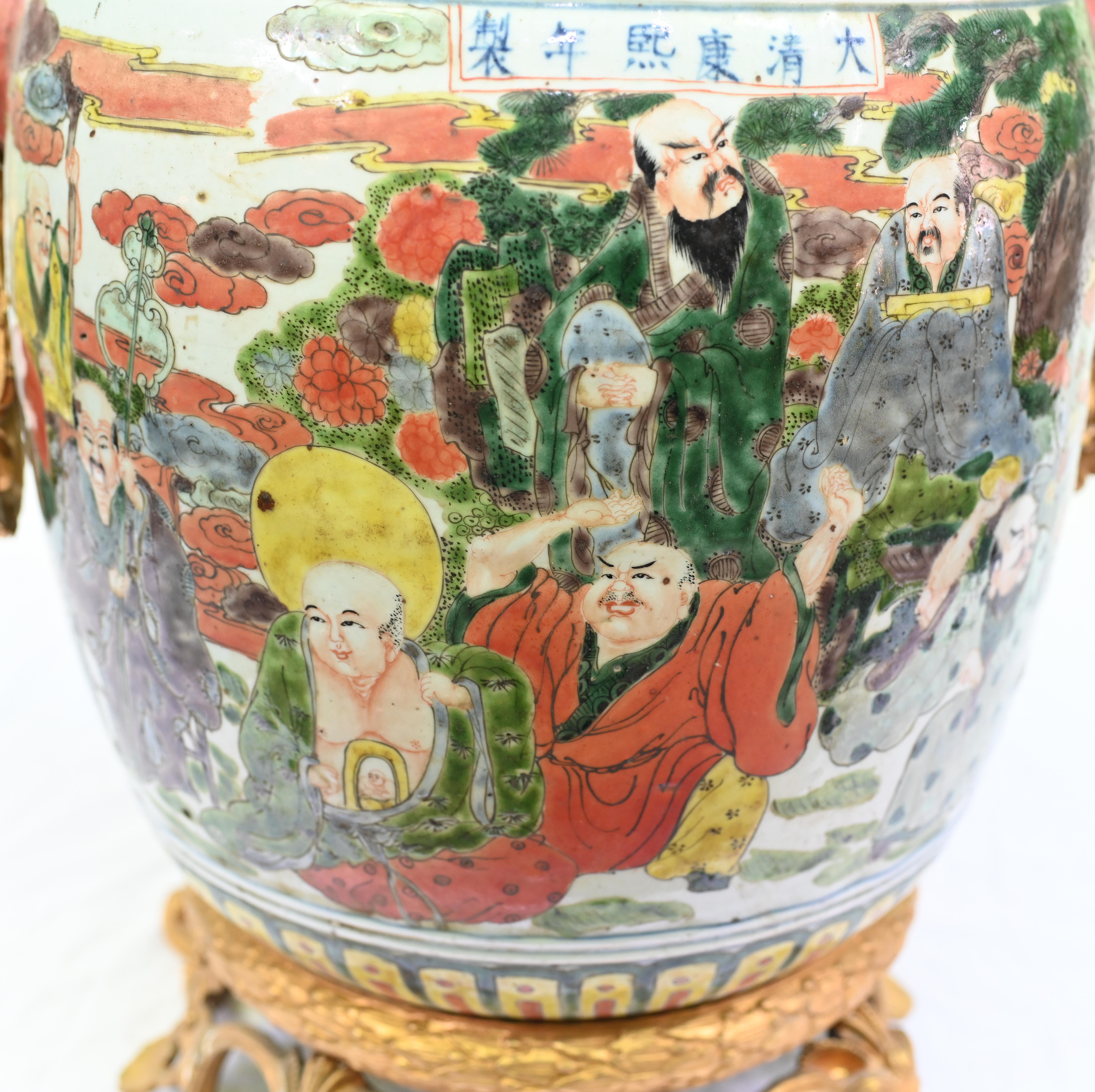 Chinese Qianlong Porcelain Urn French Gilt Mounts 1910 For Sale 9