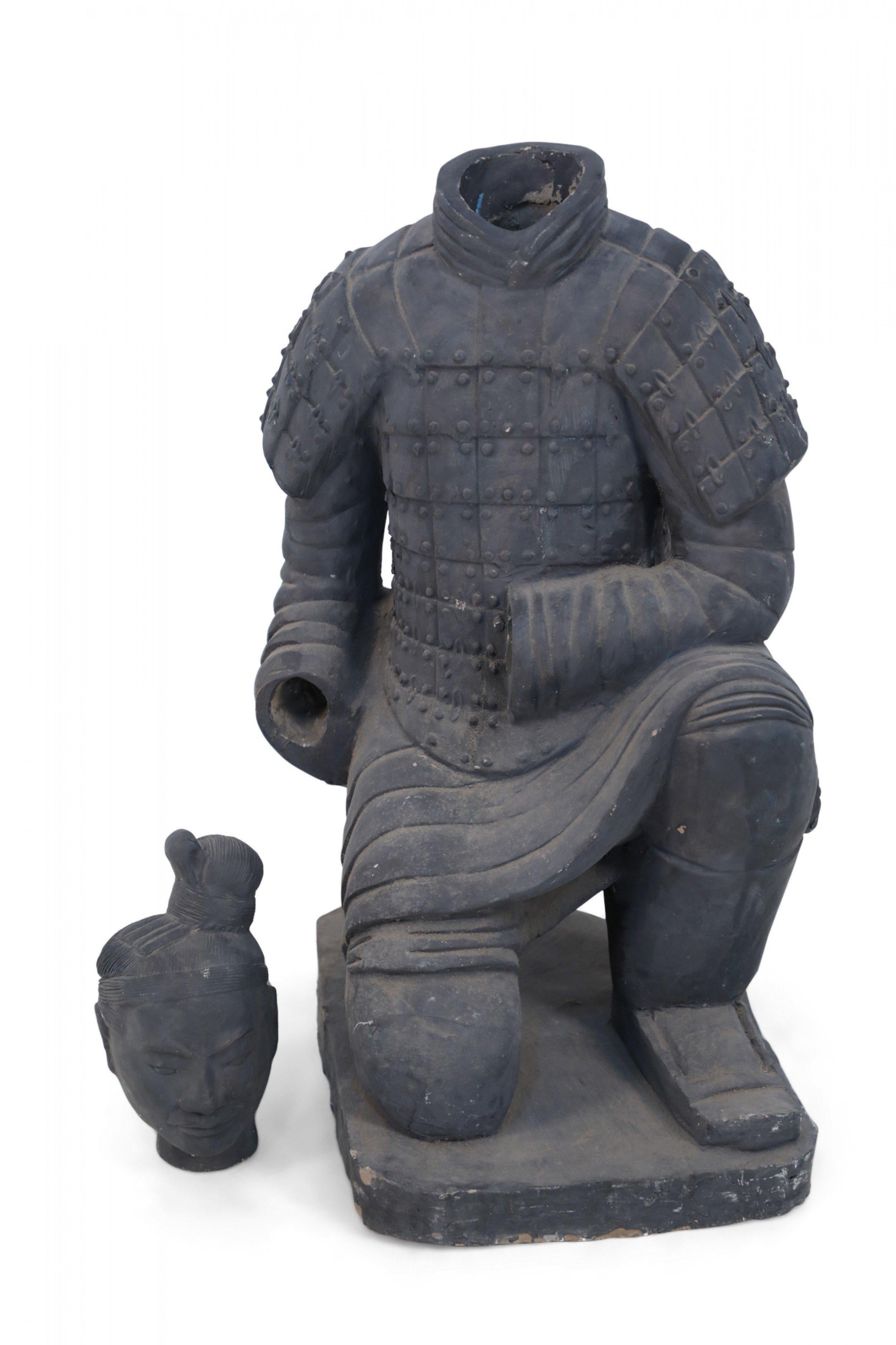 Hand-Crafted Chinese Qin Dynasty Style Life-Size Kneeling Terracotta Soldier Statue For Sale