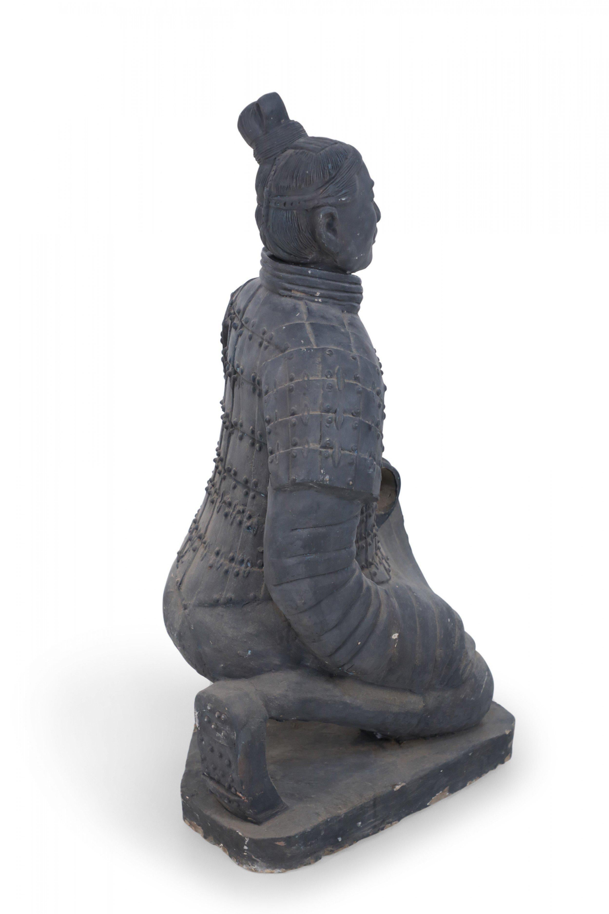 20th Century Chinese Qin Dynasty Style Life-Size Kneeling Terracotta Soldier Statue For Sale