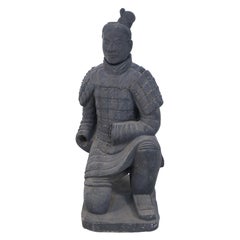 Chinese Qin Dynasty Style Life-Size Kneeling Terracotta Soldier Statue