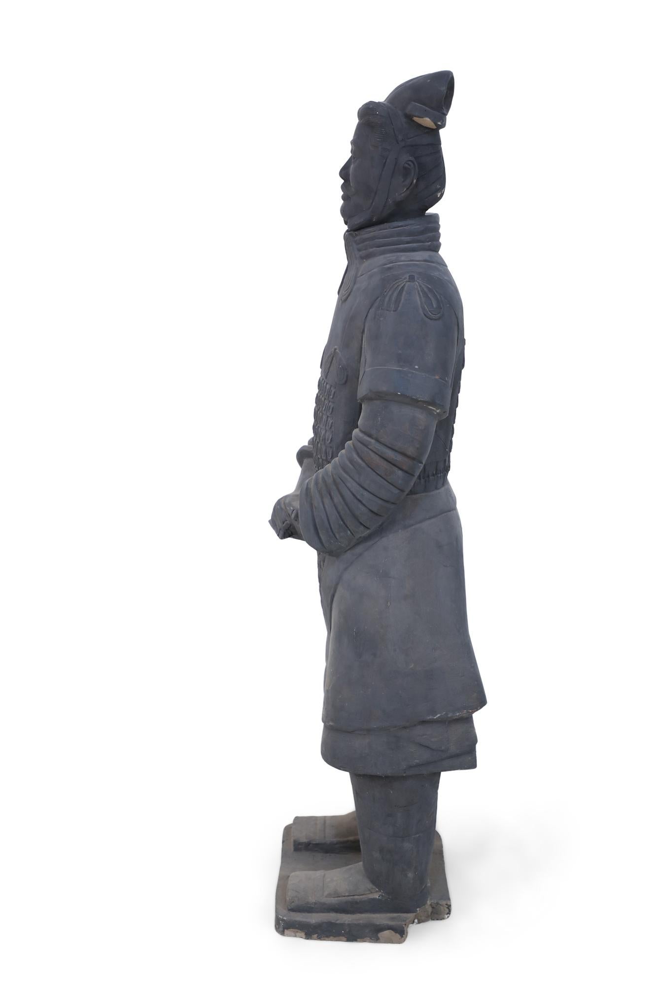 Chinese Qin Dynasty Style Life-Size Terracotta Soldier Statue In Good Condition In New York, NY