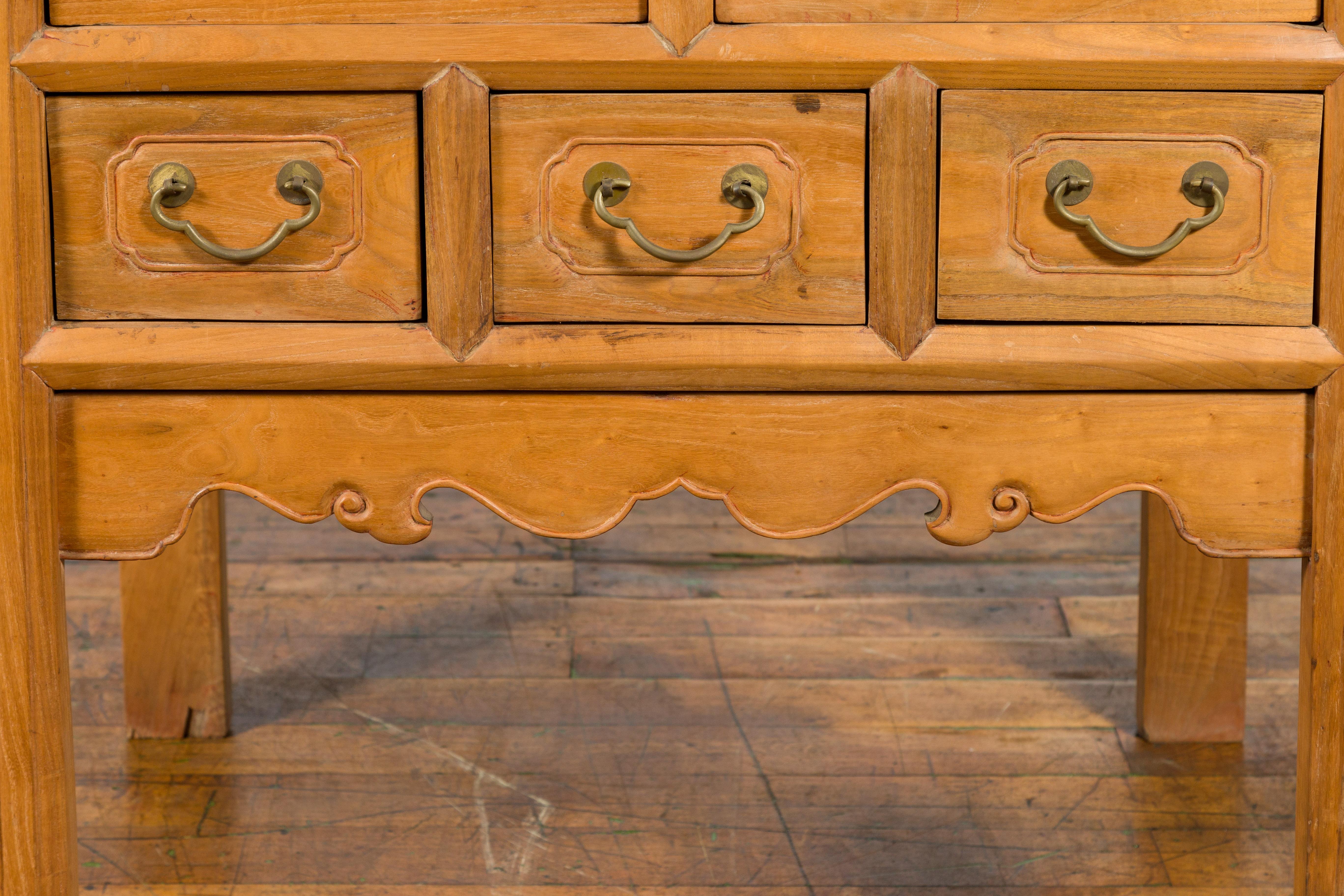 Chinese Qing 19th Century Side Table with Five Drawers and Carved Spandrels For Sale 9