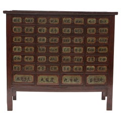 Antique Chinese Qing Apothecary Cabinet with 28 Drawers, Original Lacquer