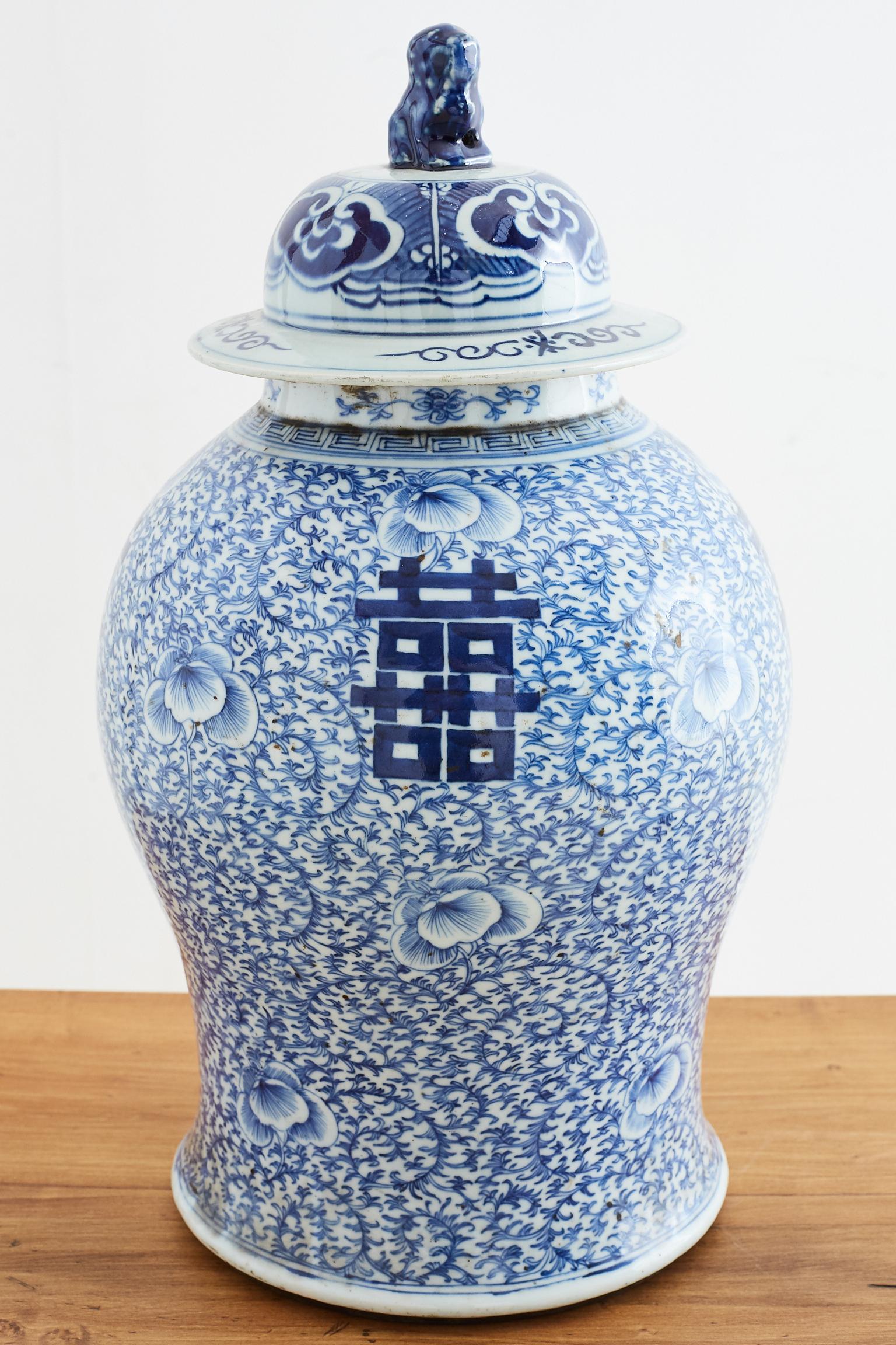 Hand-Painted Chinese Qing Blue and White Porcelain Ginger Jar