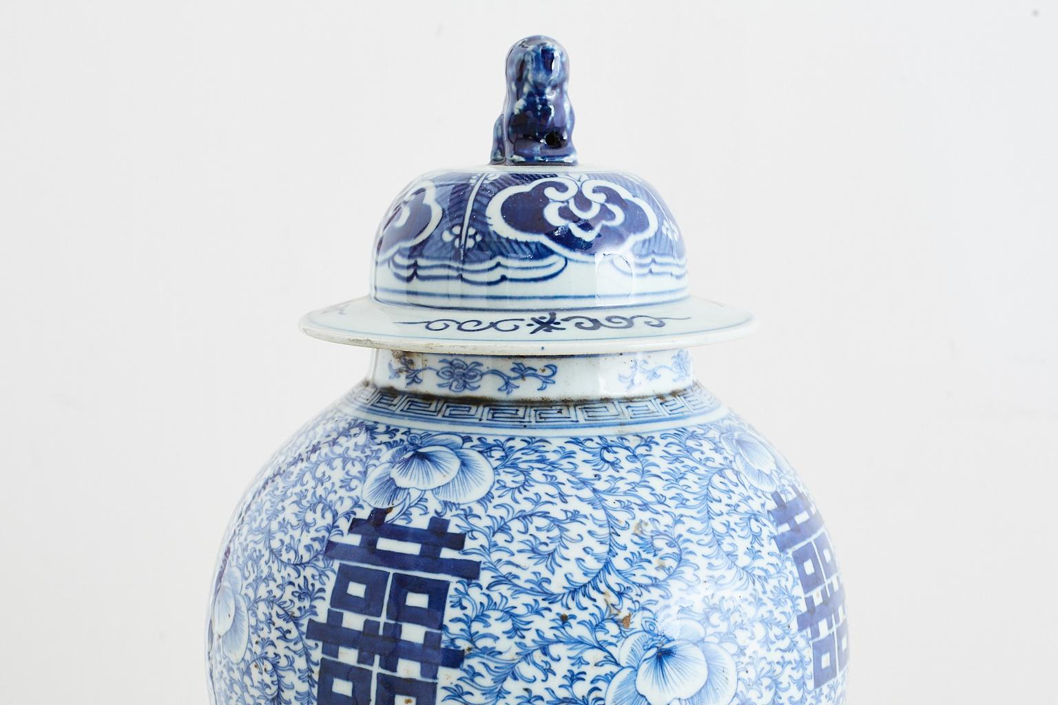 Chinese Qing Blue and White Porcelain Ginger Jar 3