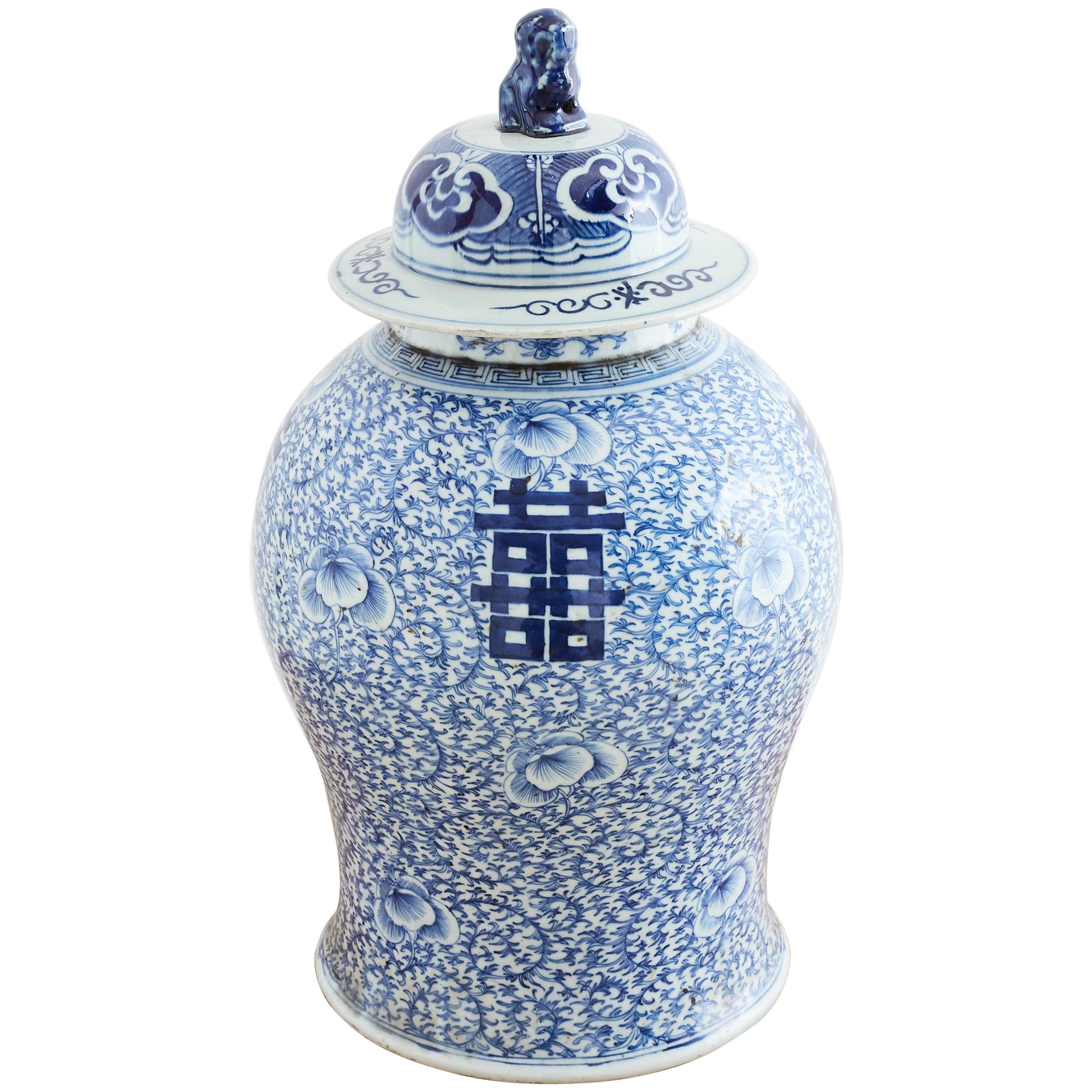 Chinese Qing Blue and White Porcelain Ginger Jar
